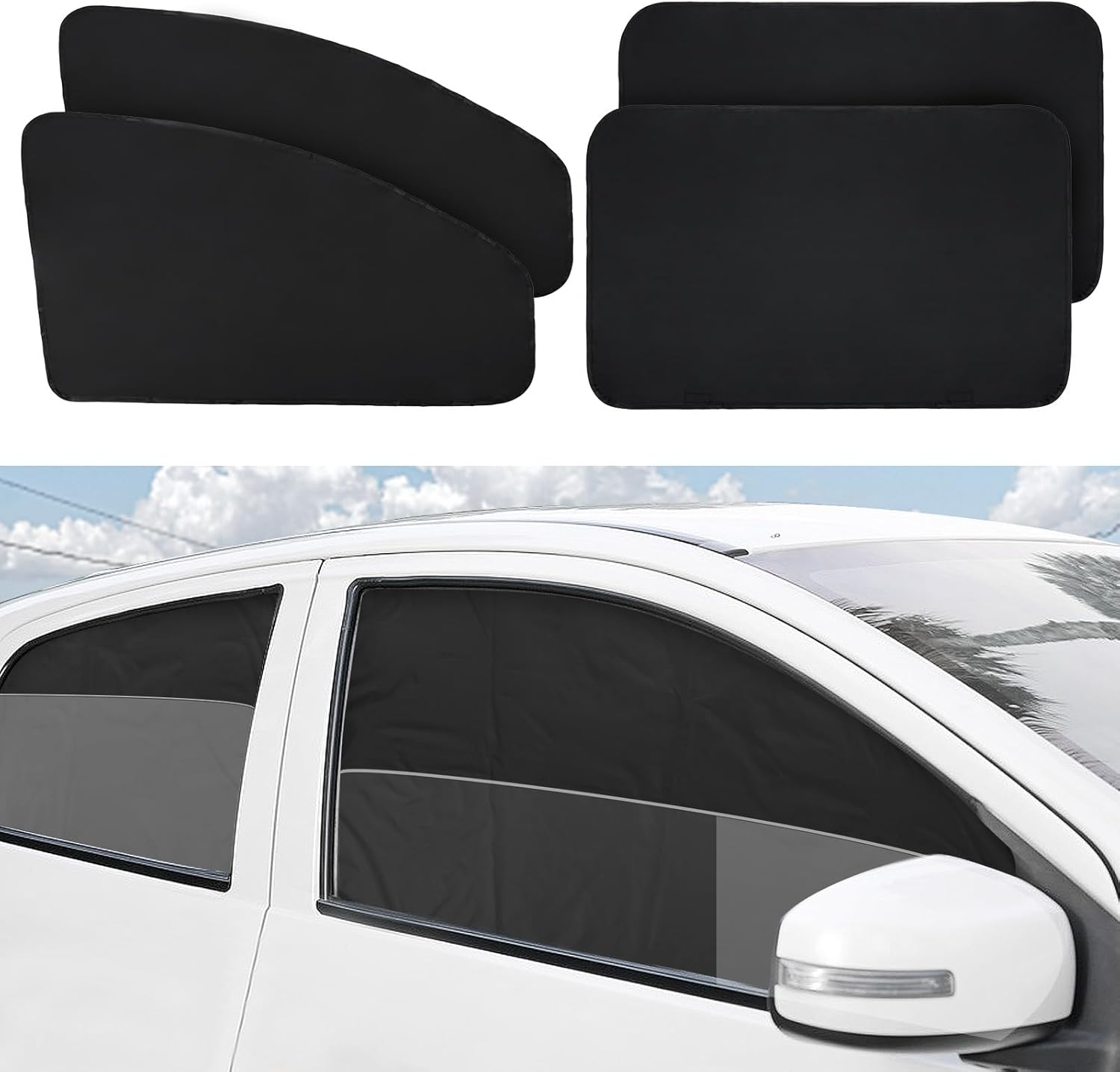 XCBYT Car Window Shades - Car Priavcy Curtains Window Shades for Car Baby 100% Sun Glare and UV Rays Interior Protection for Kids 4 Pcs Magnetic Retractable Foldable Auto Accessories,Black image number 6