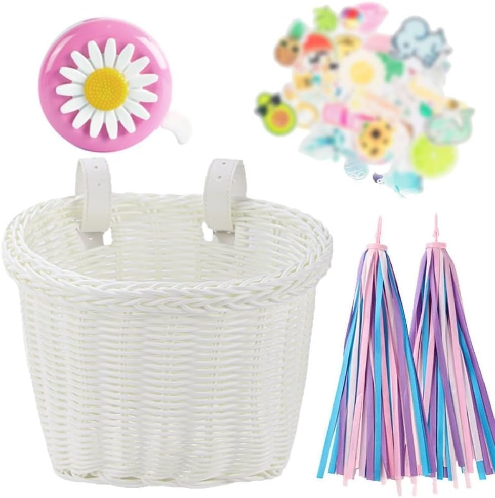 Kids Bike Basket, Kid'S Front Handlebar Basket,Girl'S Basket Kit, Suitable for Most Children'S Bicycles and Kids Tricycles Handlebar image number 1