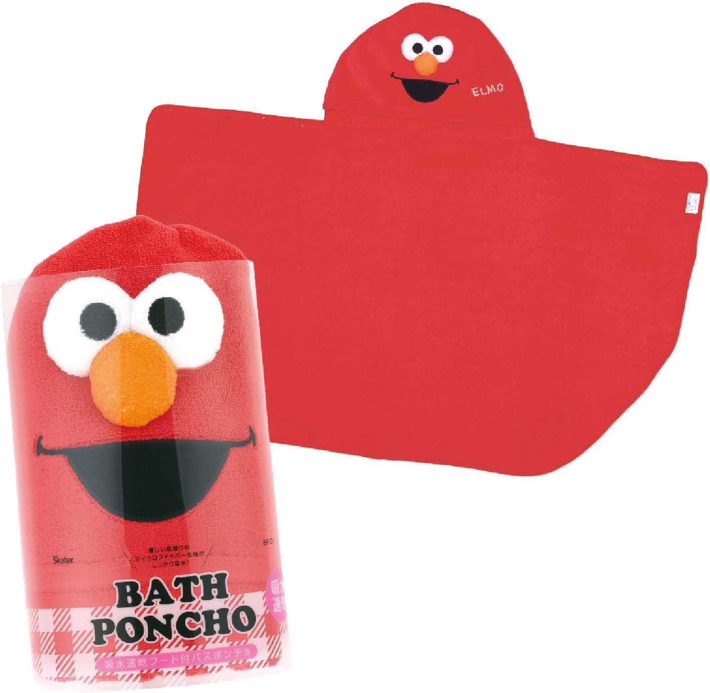 Skater TOH1-A Water Absorbent, Quick-Drying, Hair Drying Towel, Elmo, Sesame Street, Length 15.7 X Width 39.4 Inches (40 X 100 Cm)