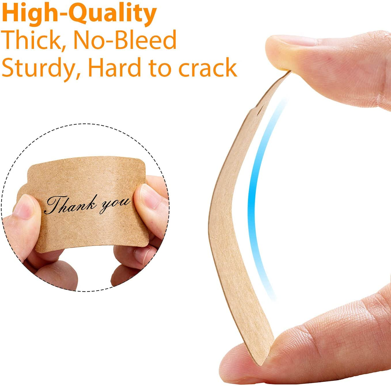 Primbeeks 125 Pcs Premium Gift Tags, Double-Sided Available Kraft Paper Price Tags with 125 Root Natural Jute Twine, Craft Tags Labels Treats Tags for Wedding Christmas Day Thanksgiving, Brown