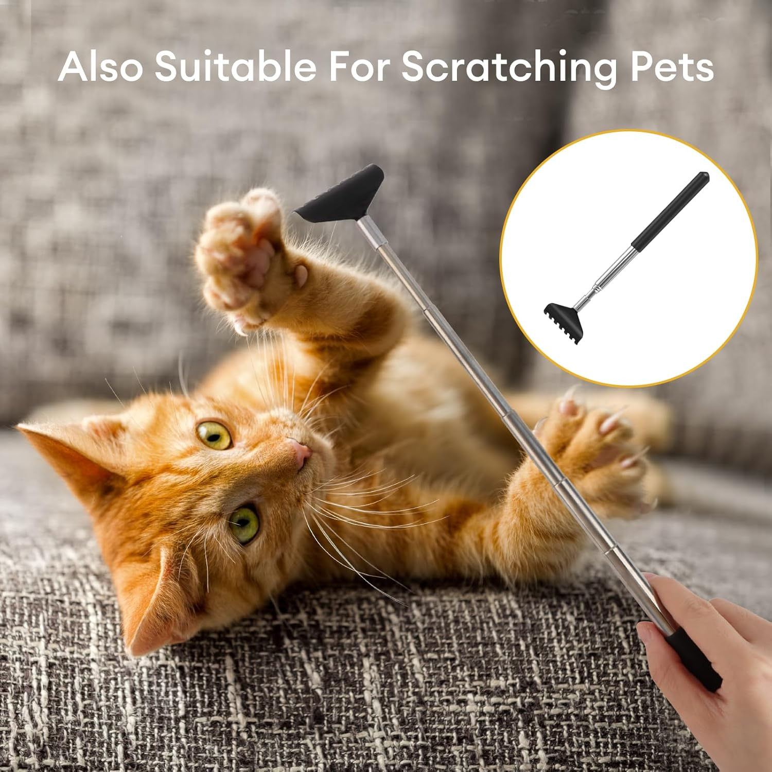 Ozessence 2 Pcs Back Scratcher, Portable Stainless Steel Telescoping Back Scratcher Pack for Adults Men Women Gifts, Itch Relief Tool with Rubber Handle (21-68Cm) (2 Pcs) image number 4