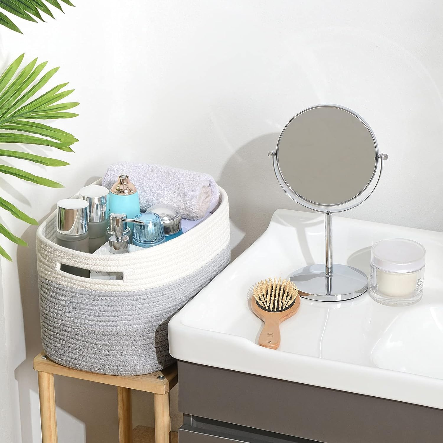 3Pack Storage Basket,Storage Basket for Organizing, Woven Baskets for Storage, Cotton Rope Basket for Toys&Books,Towel Baskets for Bathroom,Baby Organizing Baskets (Grey) image number 2