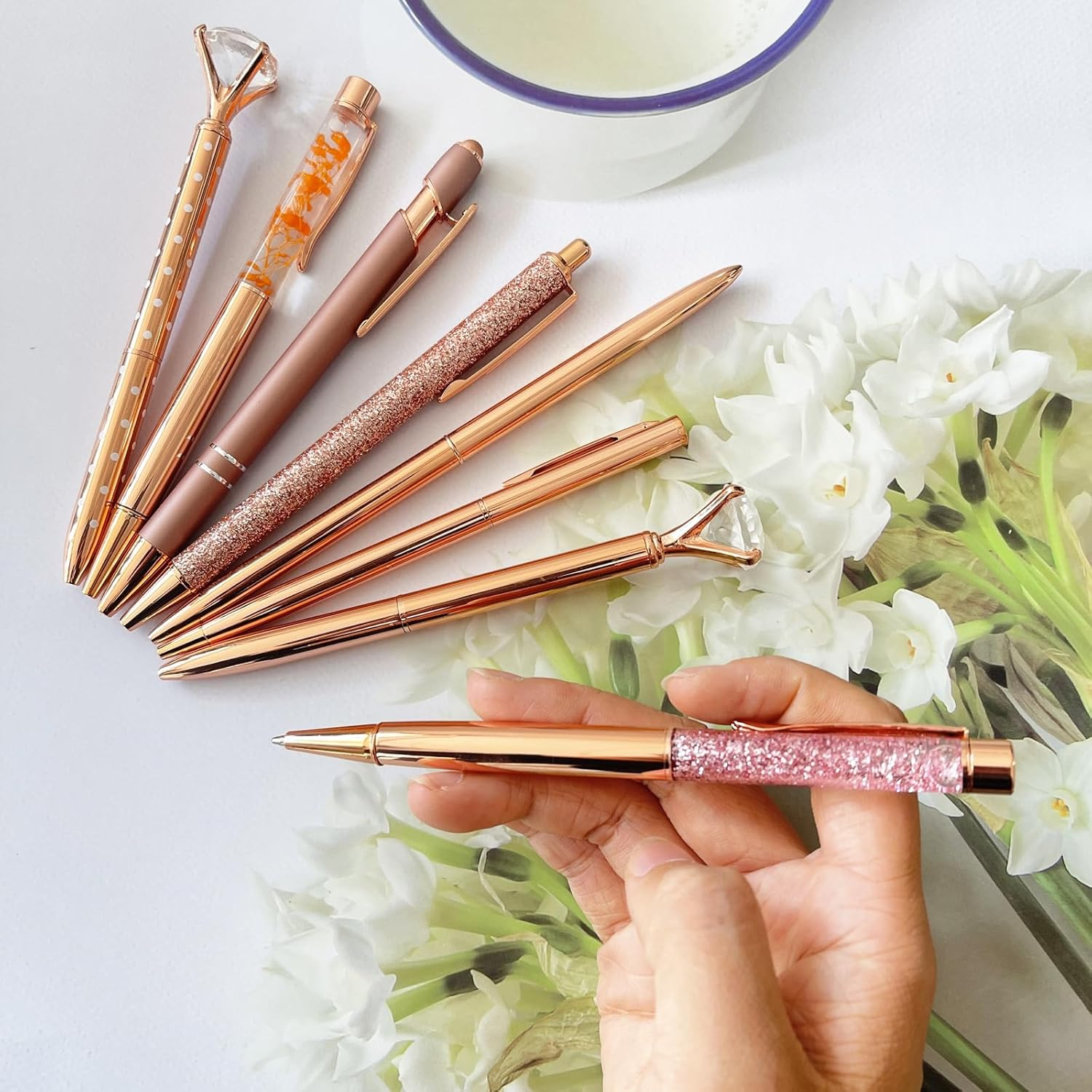 Ballpoint Pen 6 Pcs Set,Metal Pens,Fancy Black Ink,Smooth Writing,Personalized Unique Gifts for Women,Nurses,Teachers,Office Desk Accessories,Journaling,Wedding,School Supplies image number 1