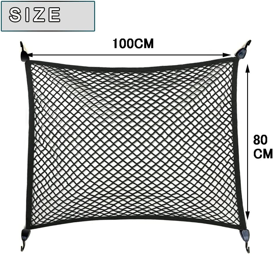 Premium Quality Adjustable Elastic Cargo Net Universal Stretchable Truck Net with Hooks,Storage Bag for Car, SUV, Truck, Pickup Trucks Black 40X32In image number 5
