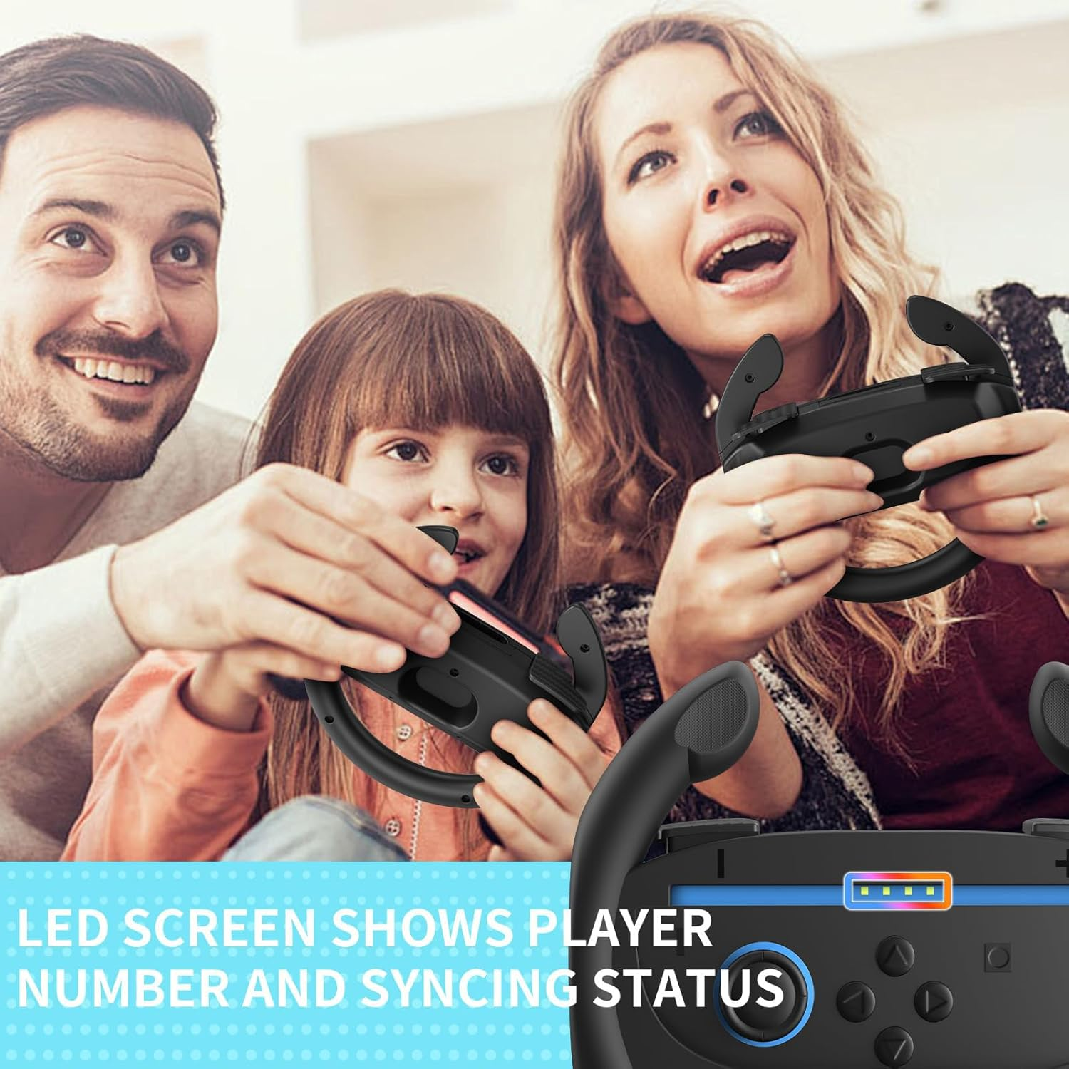 2 Pack Steering Wheels Compatible with Nintendo Switch 2, Racing Wheels for NS2 Mario Kart World/ 8 Deluxe with Anti-Slip Grip & Plug-And-Play, Universal Wheel Accessories Compatible with Switch New Gen - Gifts for Boys, Girls image number 3