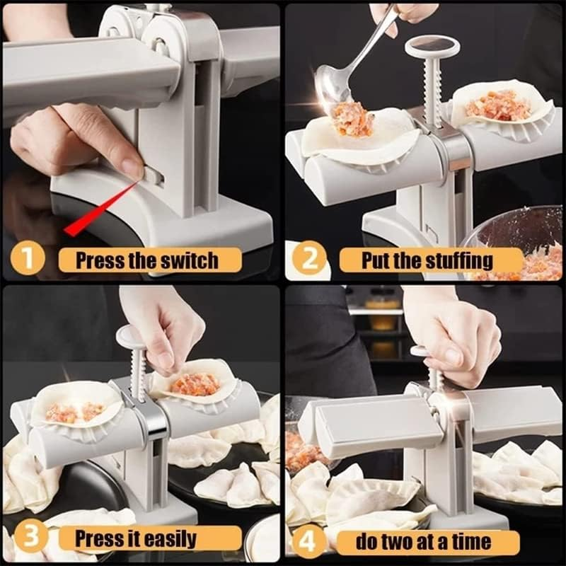 Stainless Steel Double Head Automatic Dumpling Maker Machine - Versatile and Efficient Dumpling Press for Home Kitchen, Creates Wontons, Ravioli and Pies - Food-Grade 304 Material - Easy to Clean image number 2