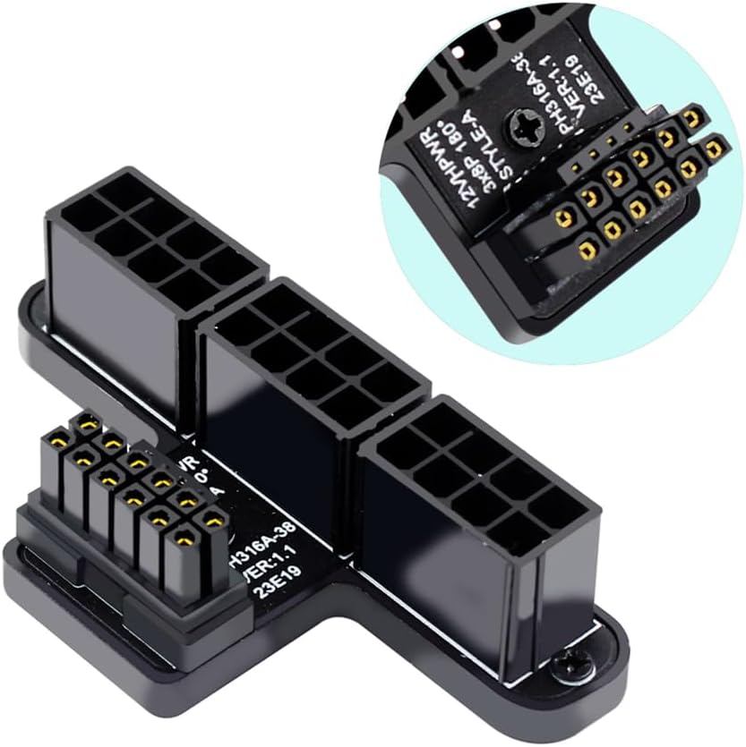 NFHK 12VHPWR ATX3.0 PCI-E 5.0 Power Modular Adapter to Three ATX 8P for 4080 5090TI 16Pin 12+4P Graphics Card with 90 Degree Angle image number 5