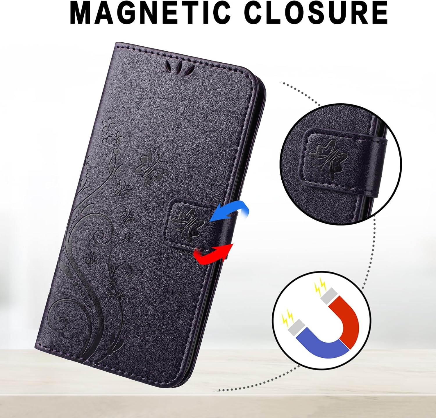 XINQCASE Mobile Phone Case for Oppo Find X3 Neo 5G Case, PU Leather Embossing Flip Case with Card Slot, Flip Case Protective Cover for Oppo Find X3 Neo 5G, Purple image number 2