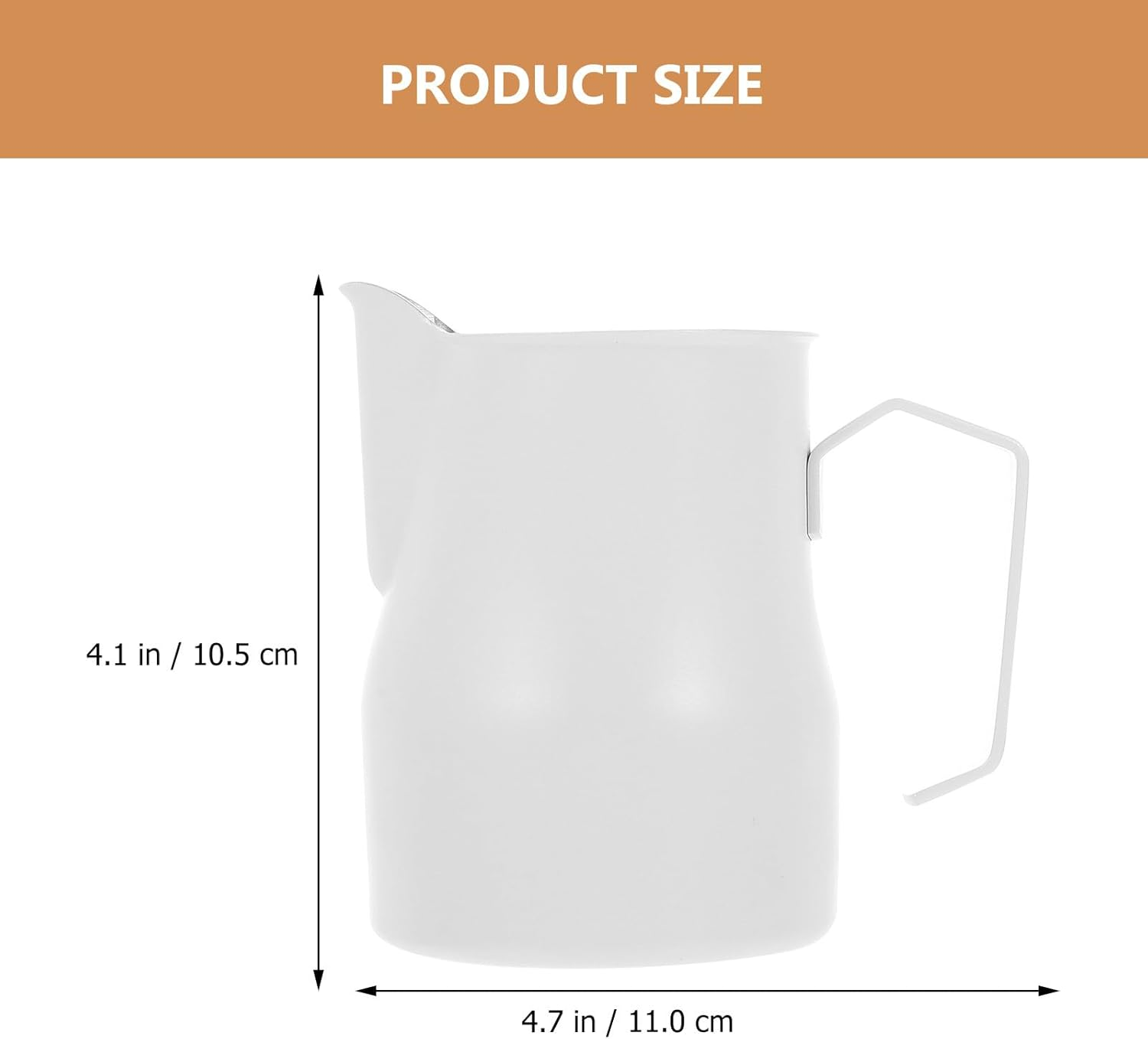 CHICAMPERA Milk Frother Pitcher 350Ml Stainless Steel with Ergonomic Handle Suitable for Home, Coffee Shops and Milk Tea Stores Espresso Steaming Cup image number 2