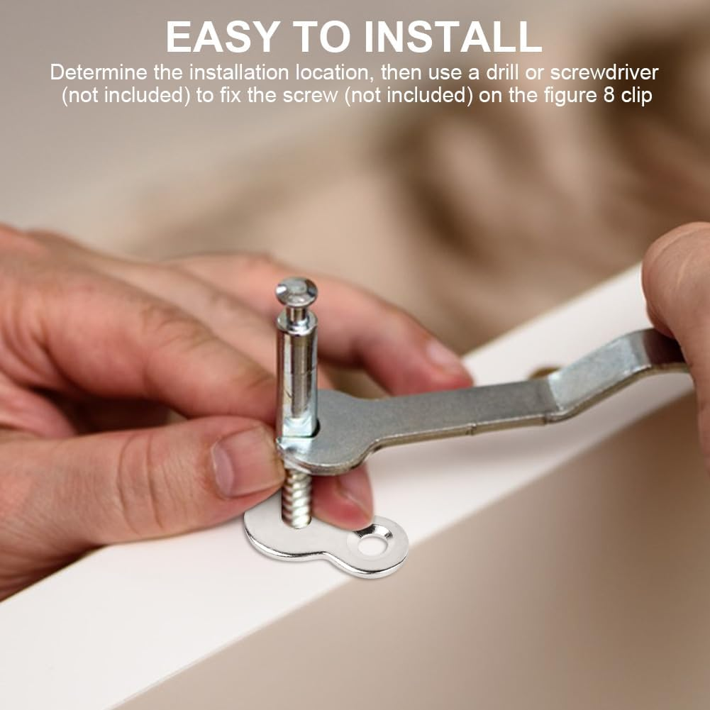 20Pcs Figure 8 Fastener Steel, Table Top Fasteners, Table Top Connector Desk Top Fasteners Clip for Wood Heavy Duty Easy Install Chair Table Top Repair(Silver)