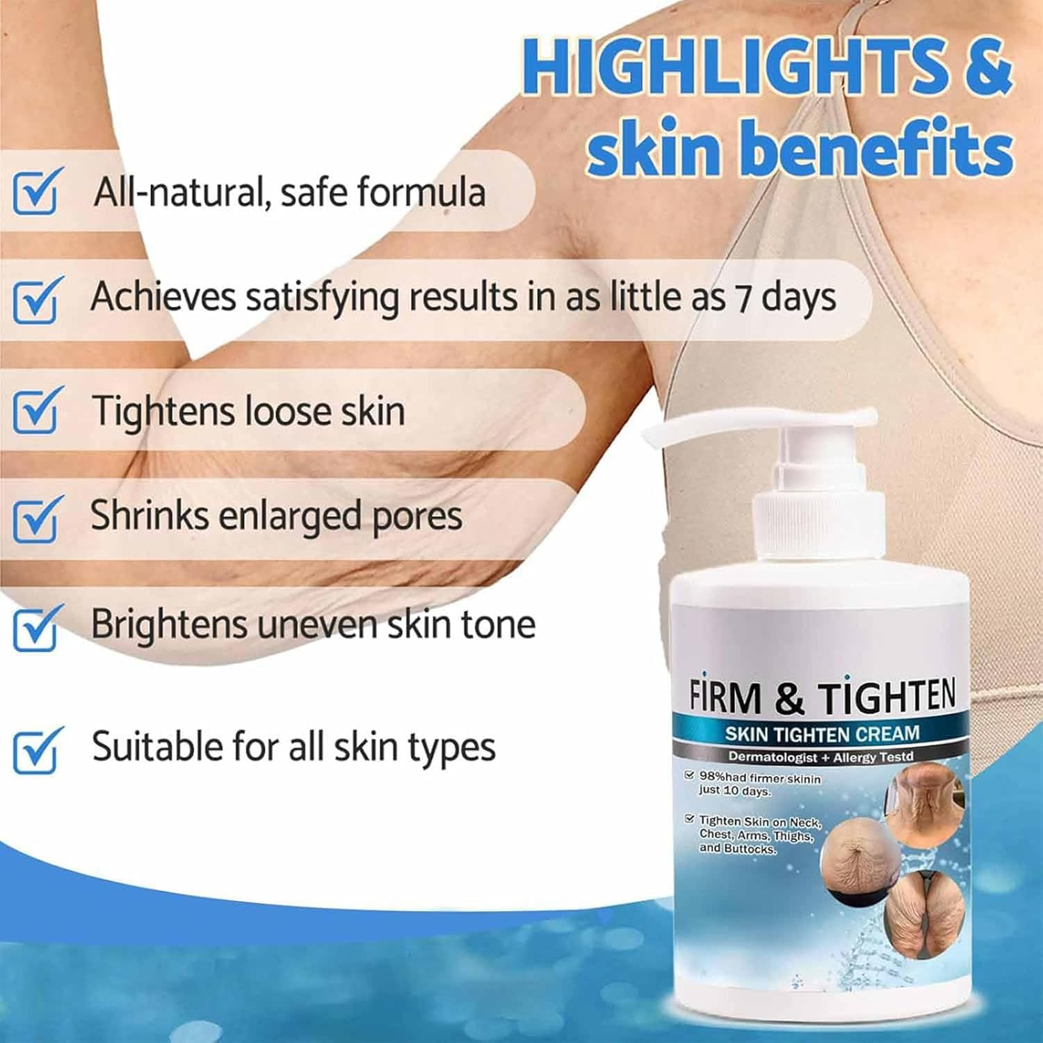 Aeehfengf Firm Tighten Skin Tighten Cream,Firm and Tighten Skin Cream,Aeehfengf Skin Firming Cream,Skin Tightening Cream,Anti-Aging Neck Cream,Skin Firming Protein Cream,Elastin Moisturizer (2Pcs) - 1Pc image number 4