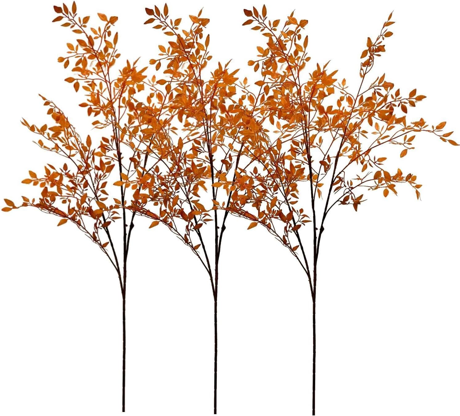 3 PCS Artificial Branches 43.3 Inch Summer Autumn Artificial Bamboo Leaves Fake Faux Plastic Greenery Stem Plants for Indoor Outdoor Table Centerpiece Wedding Garden Home Decor, Green