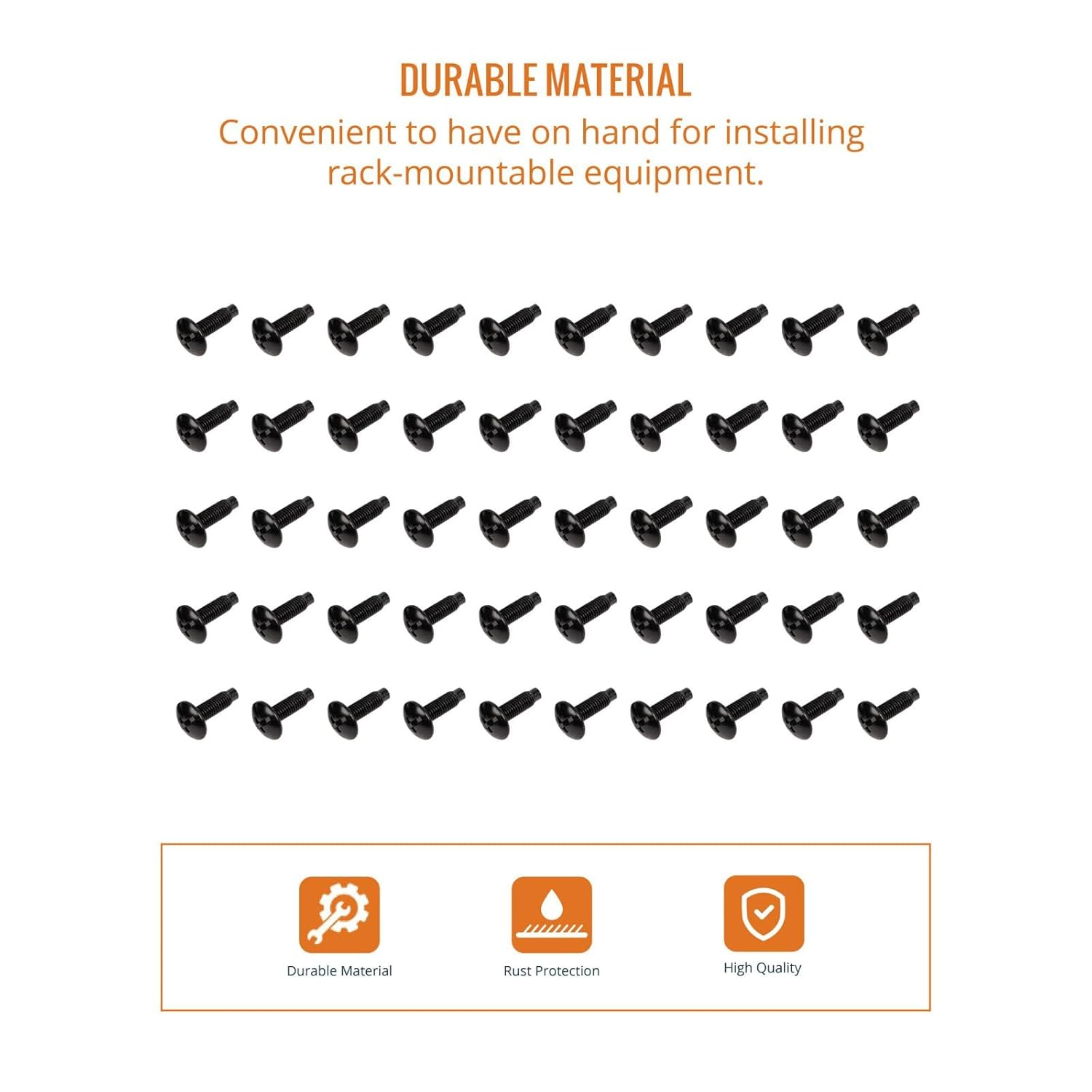 Rack Mount Screws 50 Pack - 10/32 Steel, Pan Head, Phillips Type Pilot Point Screws, Made to Use with Network Racks, Enclosures and Cabinets image number 4