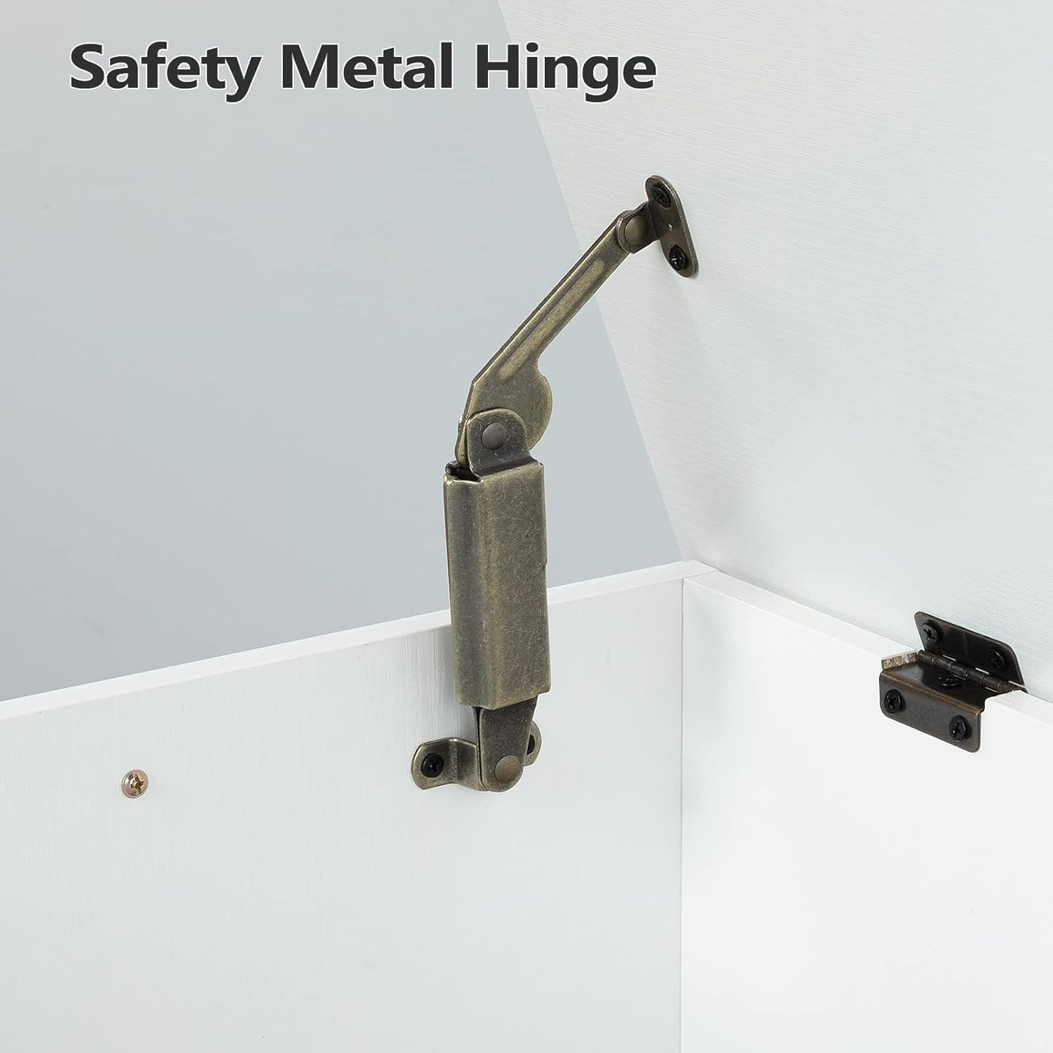 MAHANCRIS 100 CM Toy Chest, Sturdy Entryway Storage Chest with Safety Hinges, Retro Toy Box, Wooden Look Accent Furniture for Living Room, Bedroom, White SCWT48101Z1 image number 1