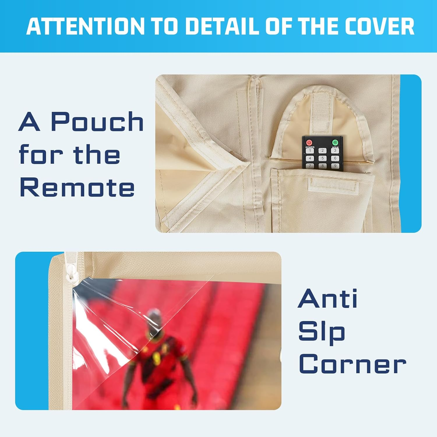 Outdoor TV Cover 41 to 43 Inch Weatherproof, Waterproof outside TV Covers Heavy Duty 600D Oxford TV Covers Outdoor TV Screen Protectors Shield with Zippers for Flat Screen Outdoor Tvs image number 3