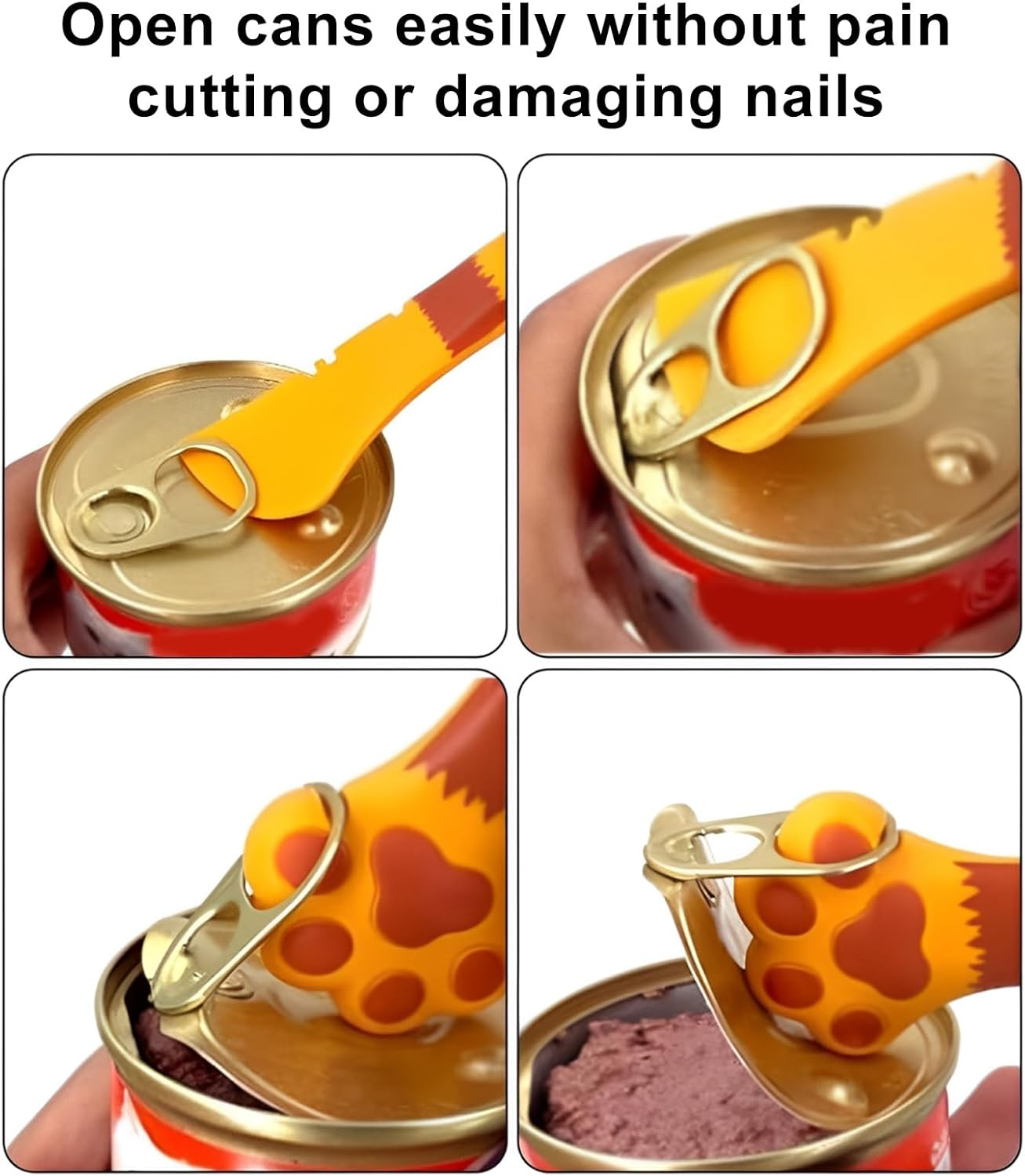 3 Pcs Dog Cat Food Spoon, Cute Paw Spoon for Wet Food Silicone Can Opener Multifunctional Pet Spatula Scoop Mixing Spoons for Cat Dog Supplies (White, Orange & Dark Grey) image number 2