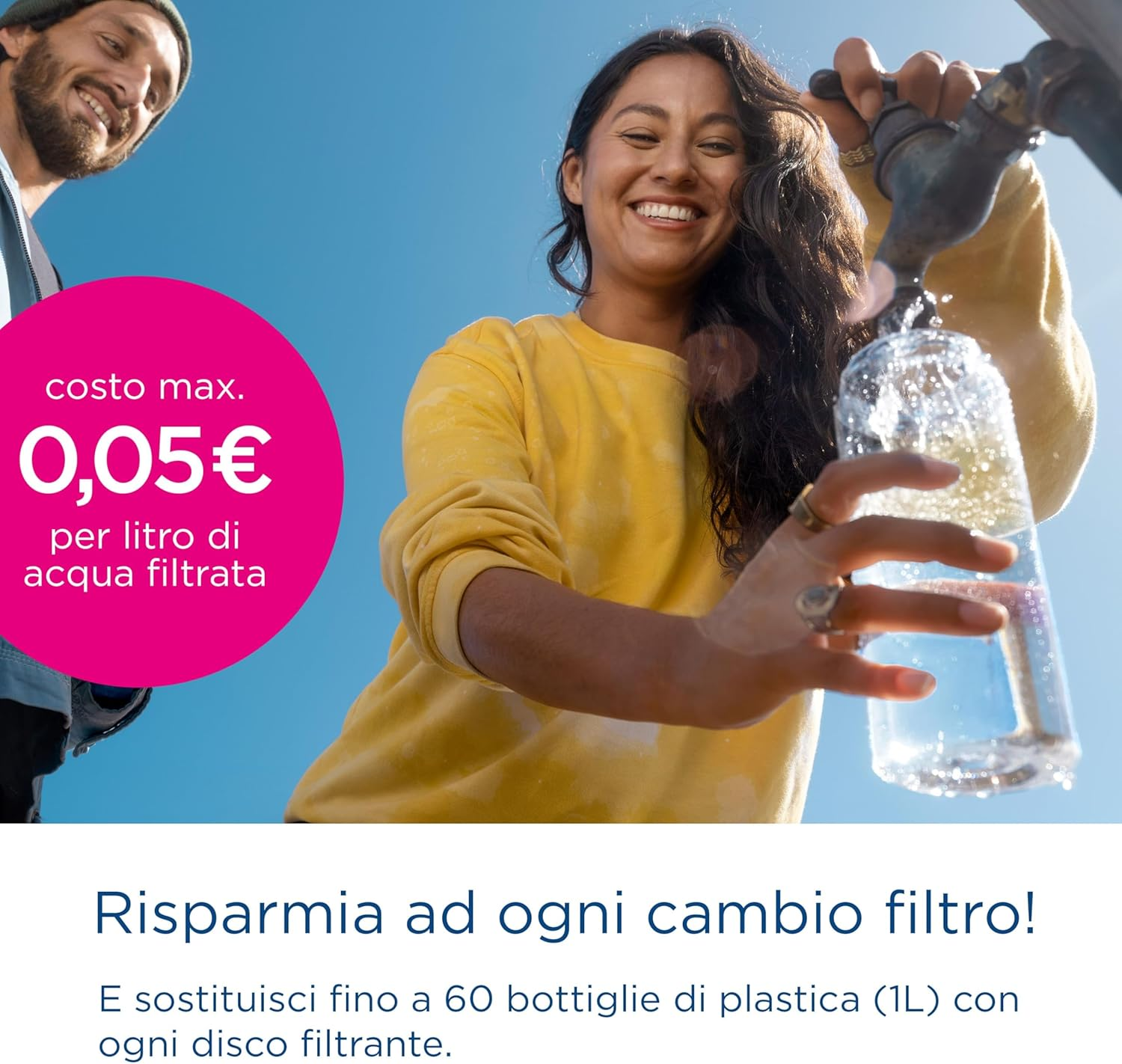 BRITA Water Filter Bottle Model Vital Apricot (600 Ml) Including 2 Microdisc Filters - Practical Water Bottle with Water Filter for Travel, Filters Chlorine & Bacteria When Drinking/Dishwasher Safe image number 3