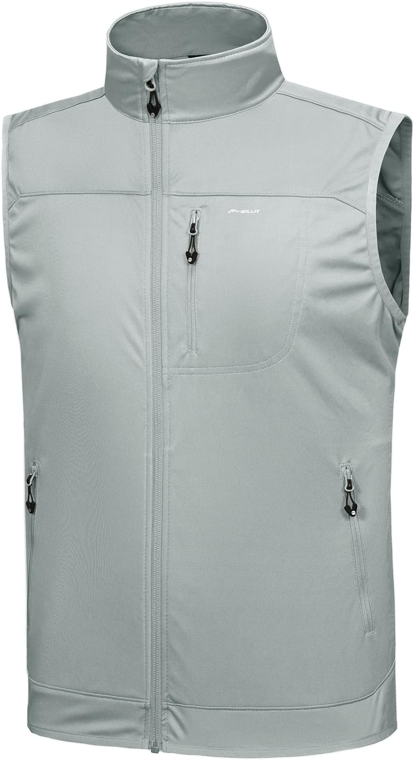 Willit Men'S Golf Vest Lightweight Softshell Vest Outerwear Sleeveless Jacket for Hiking Runing Causal