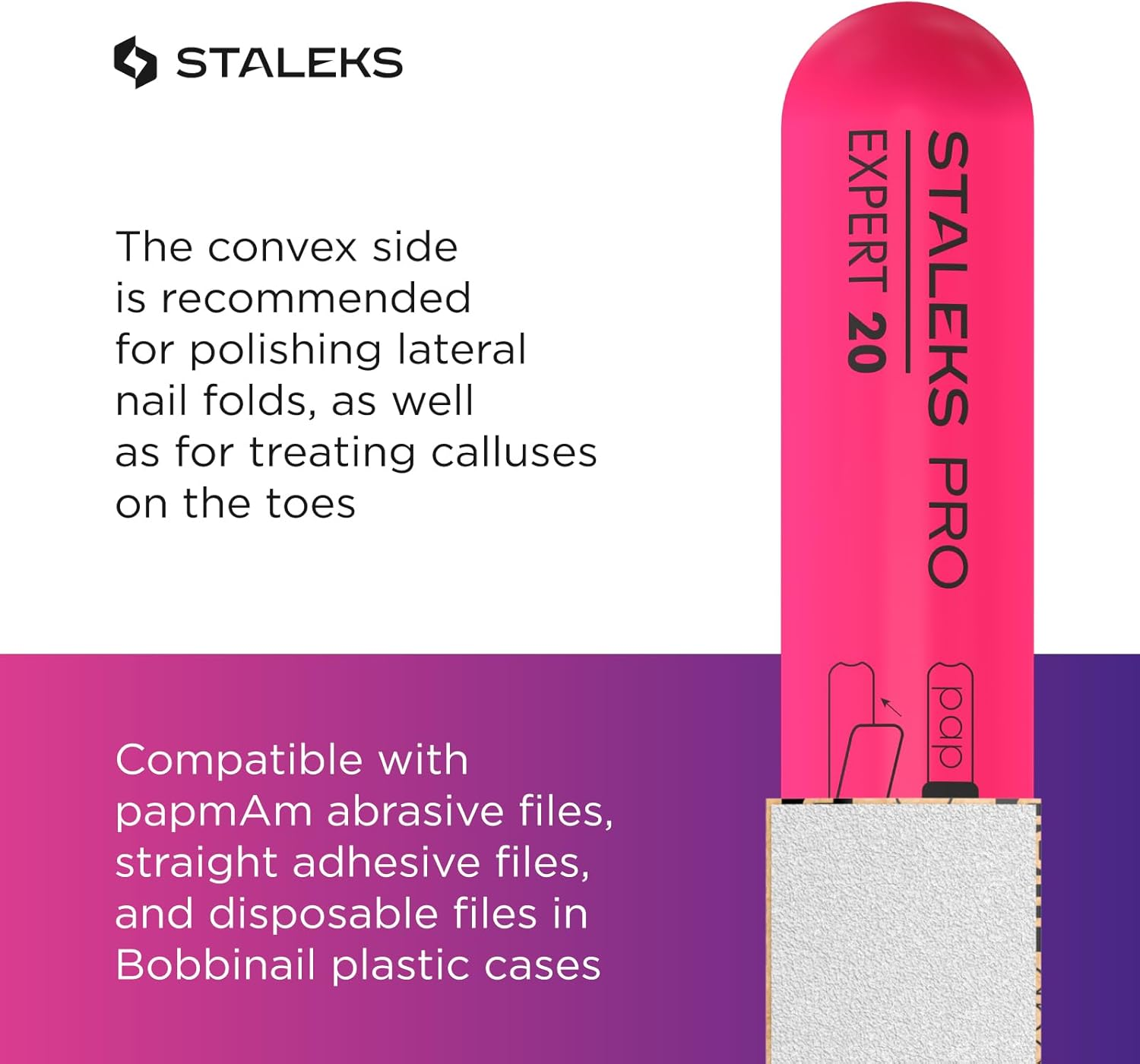 Staleks Pro Straight Beveled Plastic Nail File Base Expert 20 &ndash; Lightweight Reusable Base &ndash; for Disposable Nail Files &ndash; Hygienic Manicure & Pedicure Tool image number 1