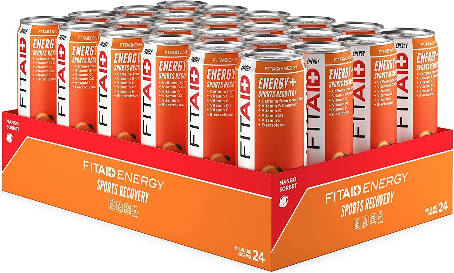 FITAID ENERGY, 105Mg Natural Caffeine, Keto, Mango Sorbet, Optimum Performance Formula: Paleo, Vegan & Gluten-Free 355Ml Cans (Pack of 24) image number 6