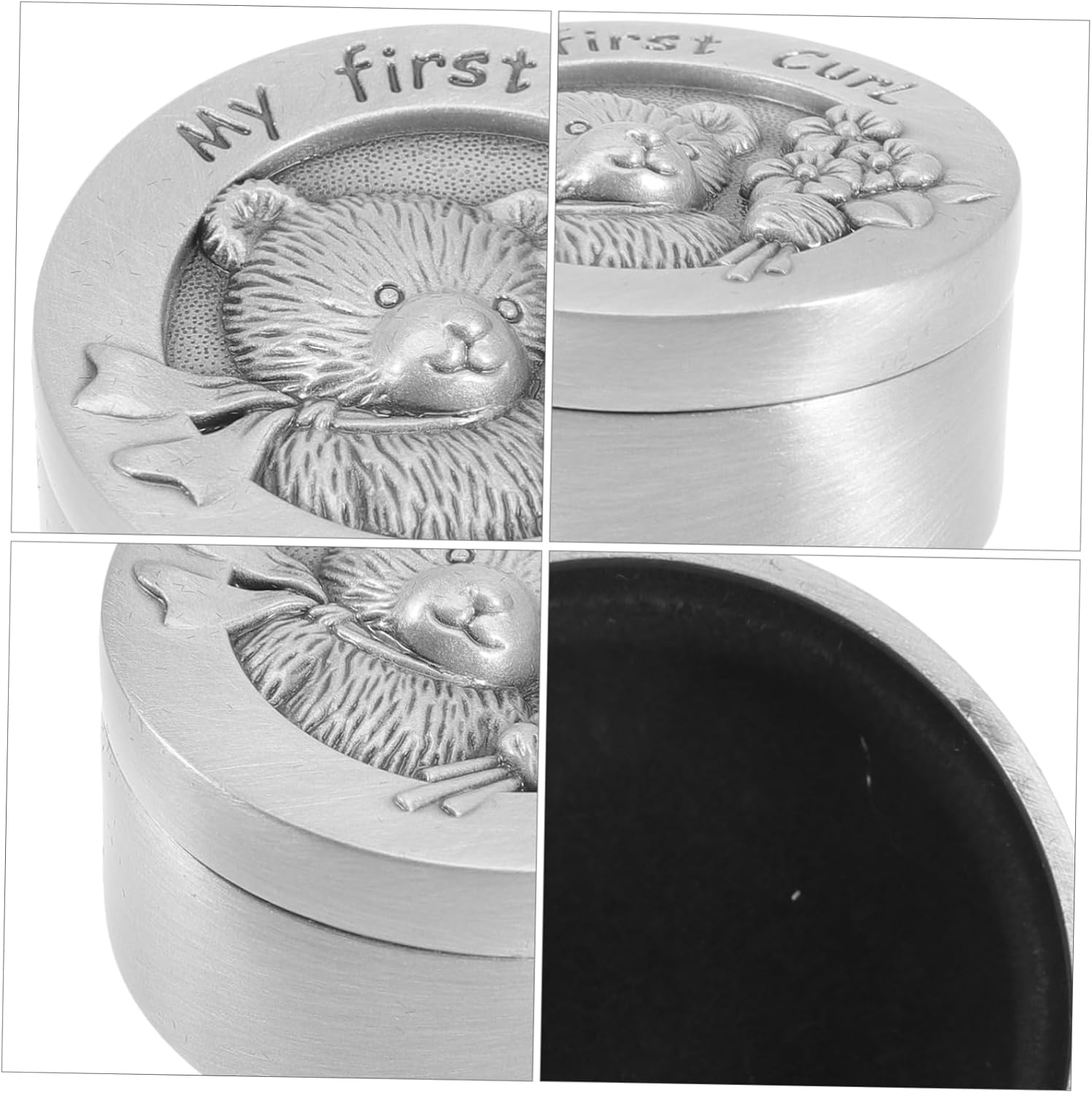 Baby First Curl Keepsake Box Metal Hair Storage Container for Newborns Boys and Girls My First Curl Tin Color Infant Hair Saver image number 4