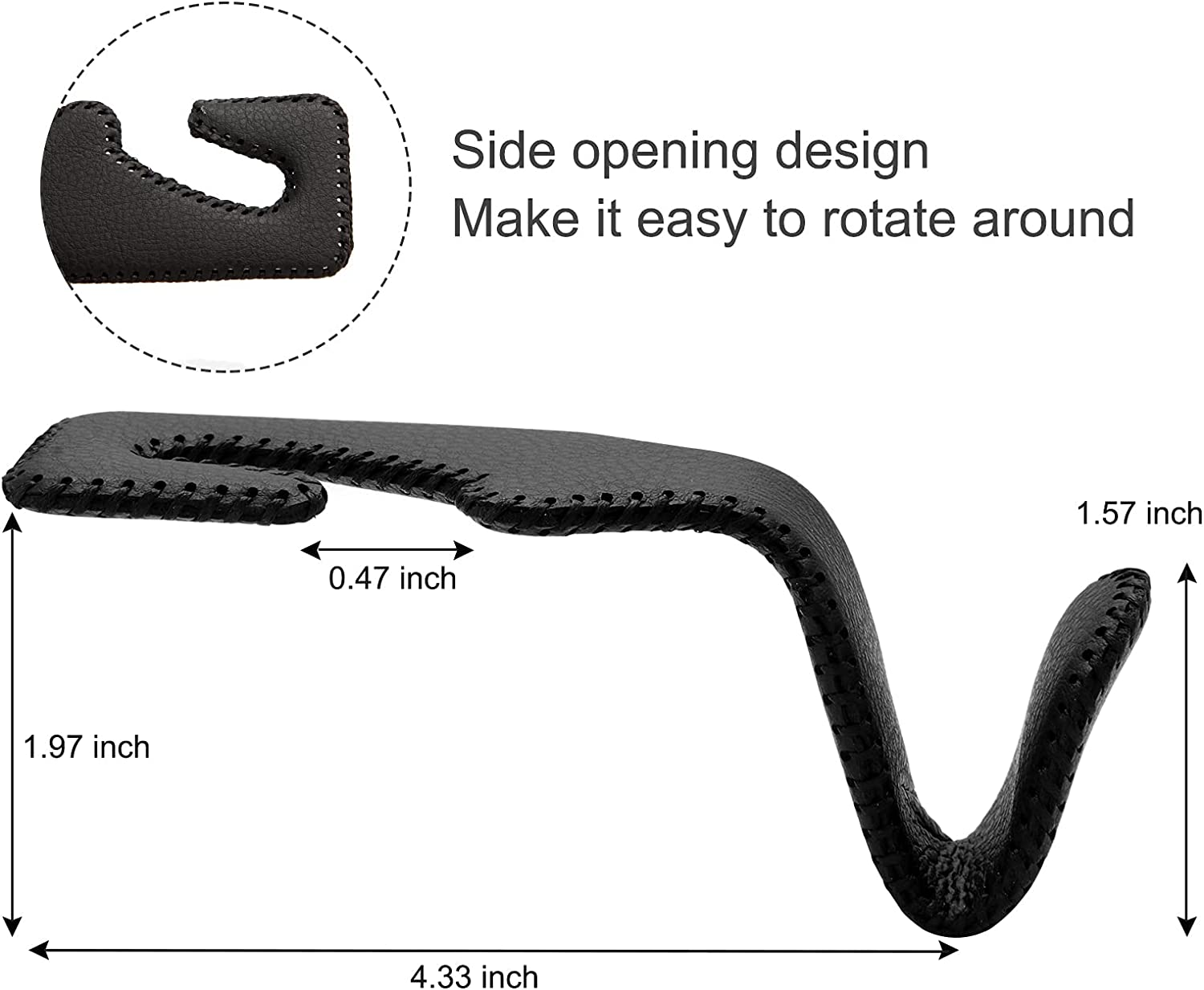 2 Pack Leather Car Headrest Hooks, Car Back Seat Headrest Hanger Vehicle Leather Storage Hook for Purse Handbag Umbrella, Vehicle Organizer Storage Gadgets Accessories(Black Set of 2) image number 6