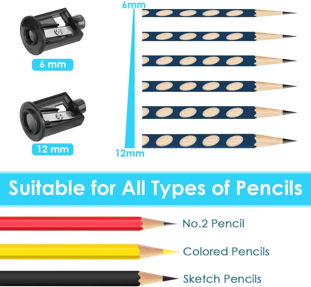 WOTOW Electric Portable Pencil Sharpener for Students, Battery Operated Double Hole Automatic Sharpeners for 6-8Mm and 9-12Mm Pencils, Ideal for School Family and Office image number 4