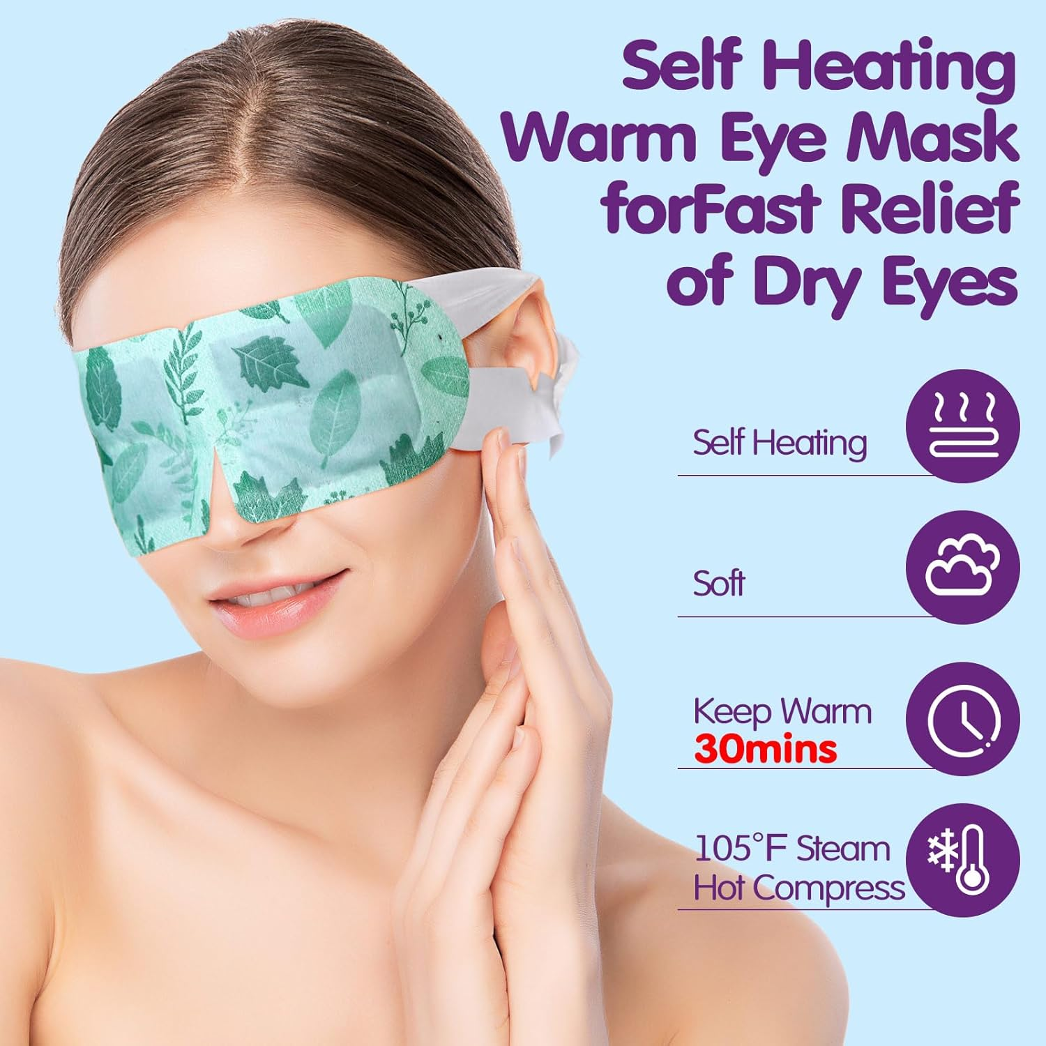 Dansib 60 Pcs 60 Pcs Disposable Steam Eye Mask Bulk for Dry Eyes Self Heating Eye Mask for Spa Sleep Warm Compress Stress Dark Circle Relief Puffiness and Mother'S Day Relaxation Gifts (Multi Scent) image number 6