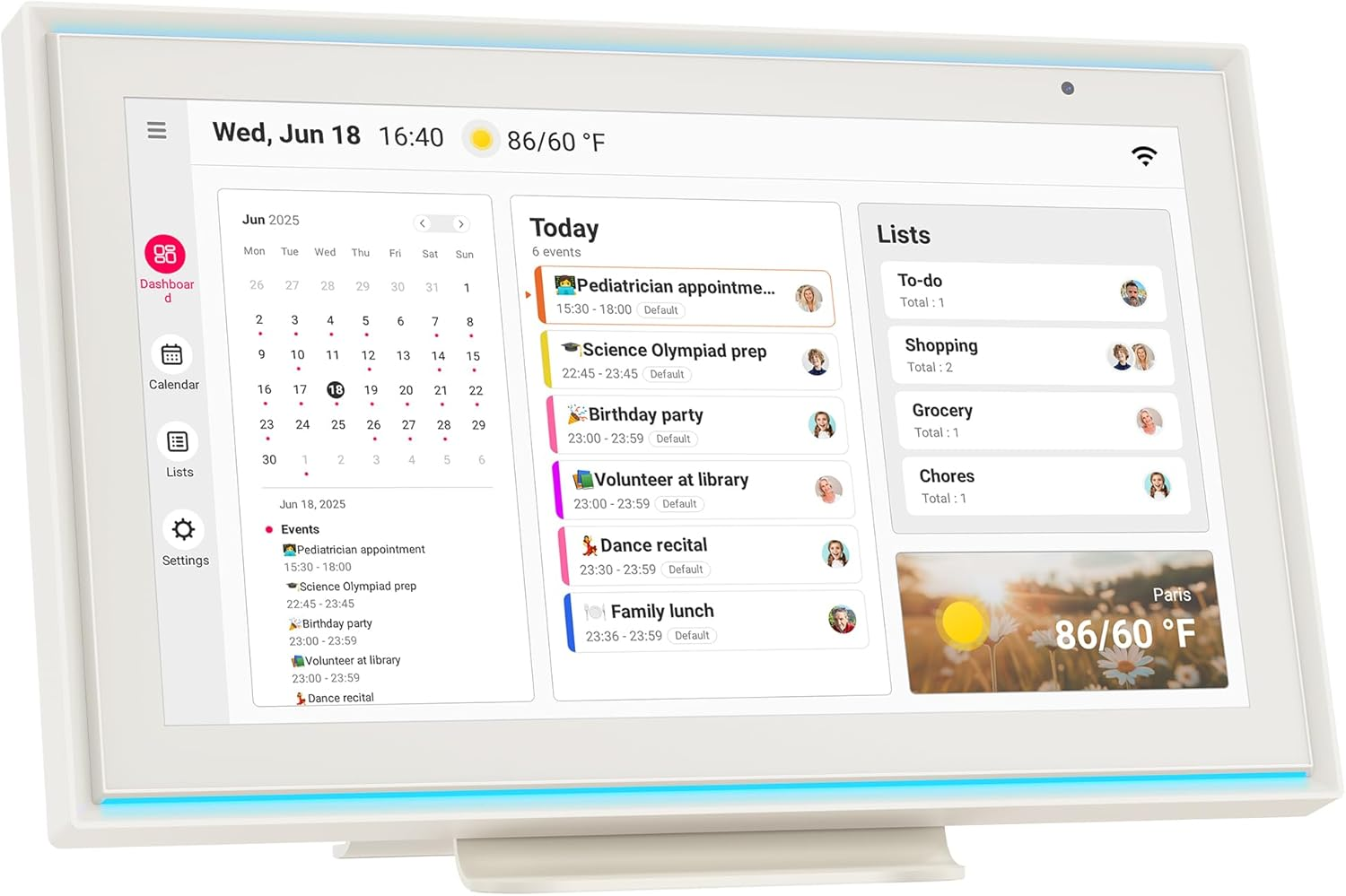 BIGASUO 15.6" Digital Calendar Wall/Desk Touch Screen, Electronic Organizer Planner, Smart Touchscreen Interactive Tablet Display for Monthly, Weekly & Daily Agenda, Family Schedules, to Do List image number 5