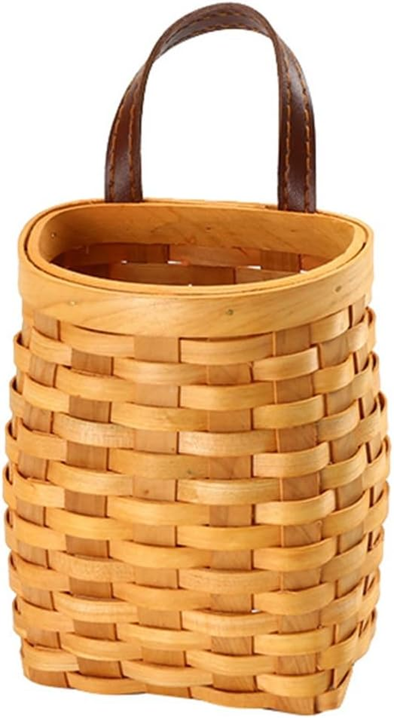 Rustic Woven Wood Hanging Basket, Small Vintage Style Woven Planter, Space Saving Organizer Basketry, Natural Finish, Farmhouse Charm, Perfect for Entryway image number 5