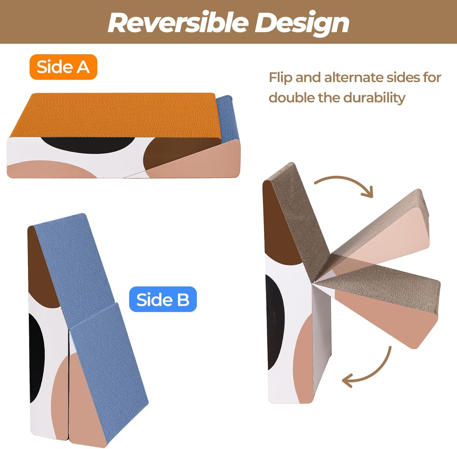 Comsaf Cat Scratcher Triangle, Foldable Cat Scratching Cardboard,Slope Corrugated Scratch Pad, Scratching Lounge Bed for Cat Kitten Kitty, Multiple Scratching Angles, Protecting Furniture, Reversible image number 4