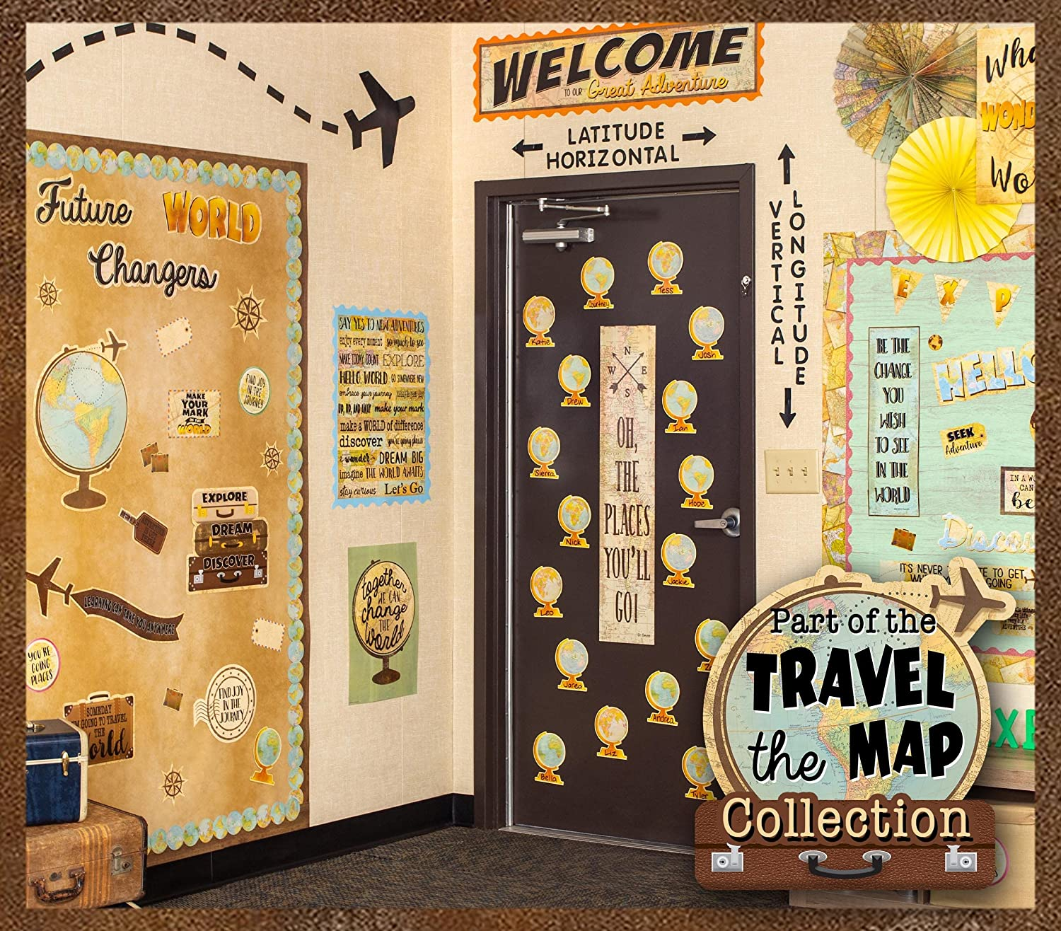 Teacher Created Resources Travel the Map Straight Rolled Border Trim - 50Ft - Decorate Bulletin Boards, Walls, Desks, Windows, Doors, Lockers, Schools, Classrooms, Homeschool & Offices image number 1