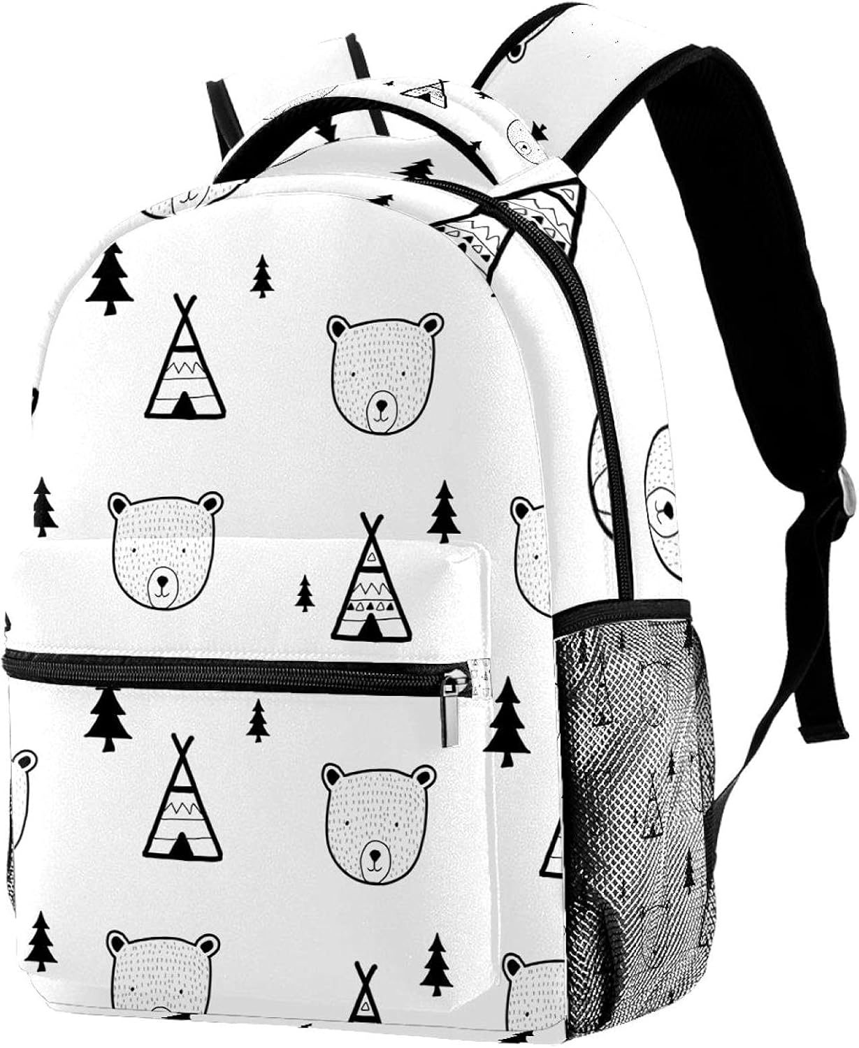 Bear Head Pattern Backpack Students Shoulder Bags Travel Bag College School Tote Backpacks image number 1