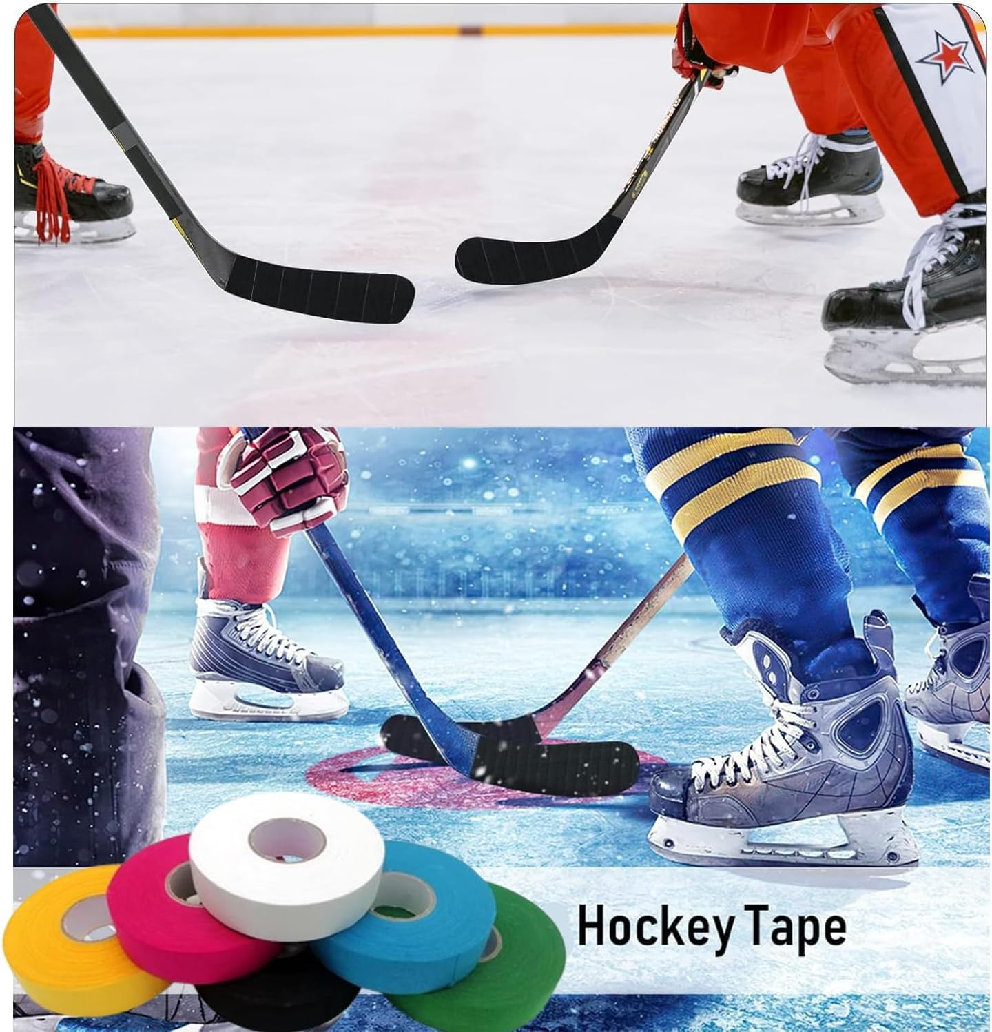 Anti-Slip Hockey Sticks Tape, 2Roll Sports Ice Hockey Grip Wrap Tapes,Non-Slip Ice Hockey Racket Tape,Non-Slip Grip Tapes Sports Tapes Ice Hockey Grip Tape, Red image number 3