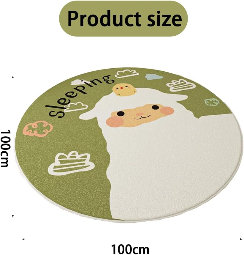 Round Kids Play Rug &ndash; Cute Animals Playmat with Zoo Theme, Super Soft Plush Non-Slip Area Rug, Washable Crawling Floor Mat for Kids Room, Bedroom, Playroom, Nursery (Green) image number 2