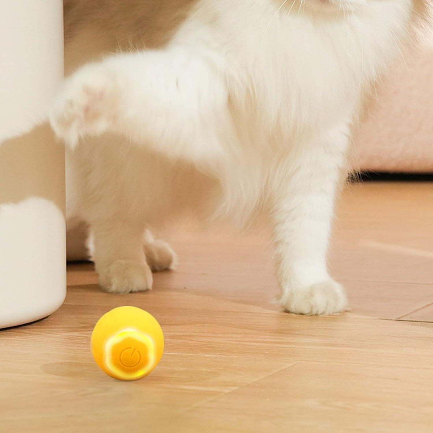 Smart Interactive Cat Ball Toy, Automated Rolling 360 Degree Rotating Moving USB Charging Cat Ball with LED Lights for Cat, Dog, Pet, Stimulate Instinct Chasing Ball (Yellow) image number 3