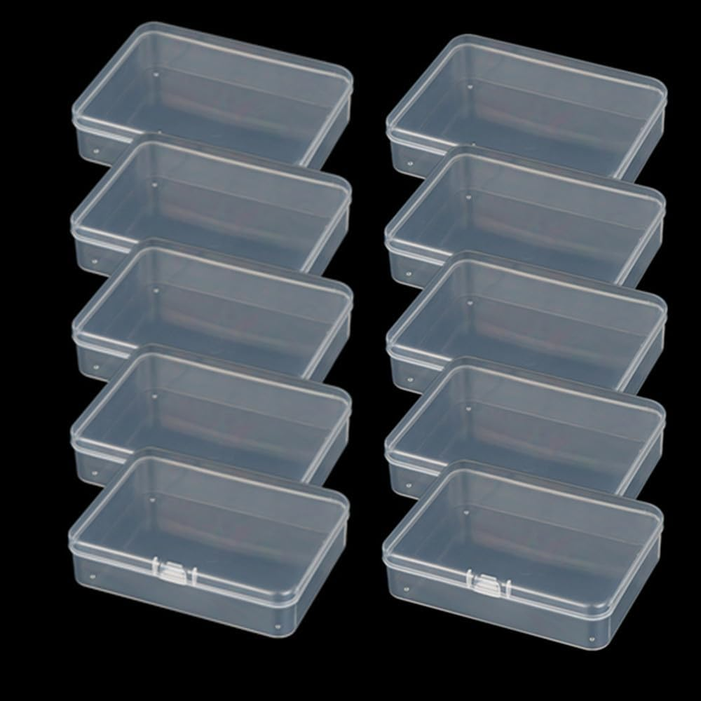 Mini Storage Box, Cuicanfla 10 Pcs Mini Plastic Storage Containers Box with Lid Rectangle Clear Plastic Storage Boxes for Jewelry, Hardware, Beads, Earplugs image number 3