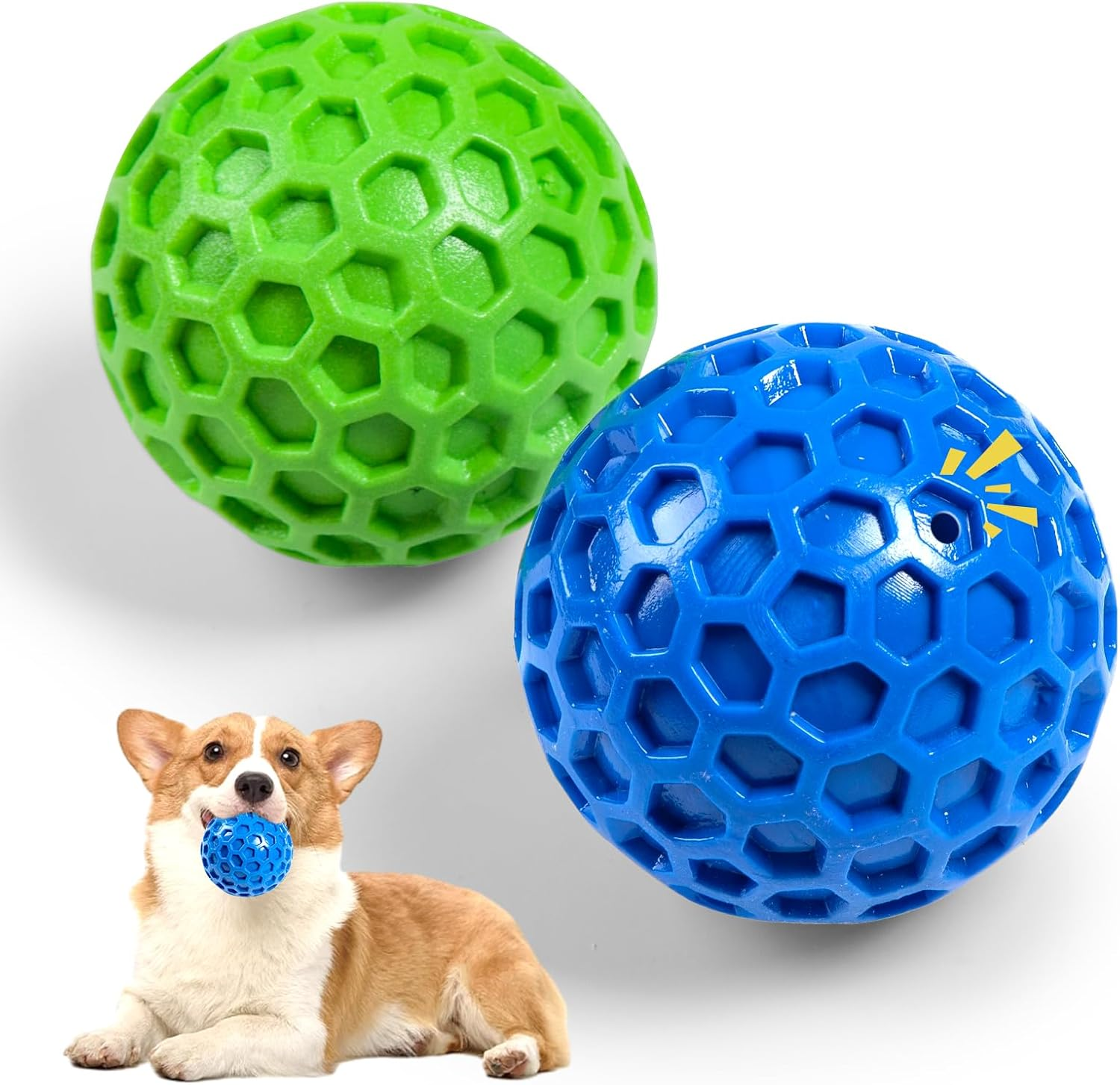 Heavy Duty Indestructible Dog Chew Toys for Aggressive Chewers - Chew-Proof Squeaky Ball, Durable Interactive Dog Toys for Large Breeds, 2 Pack (5.5Cm) image number 1