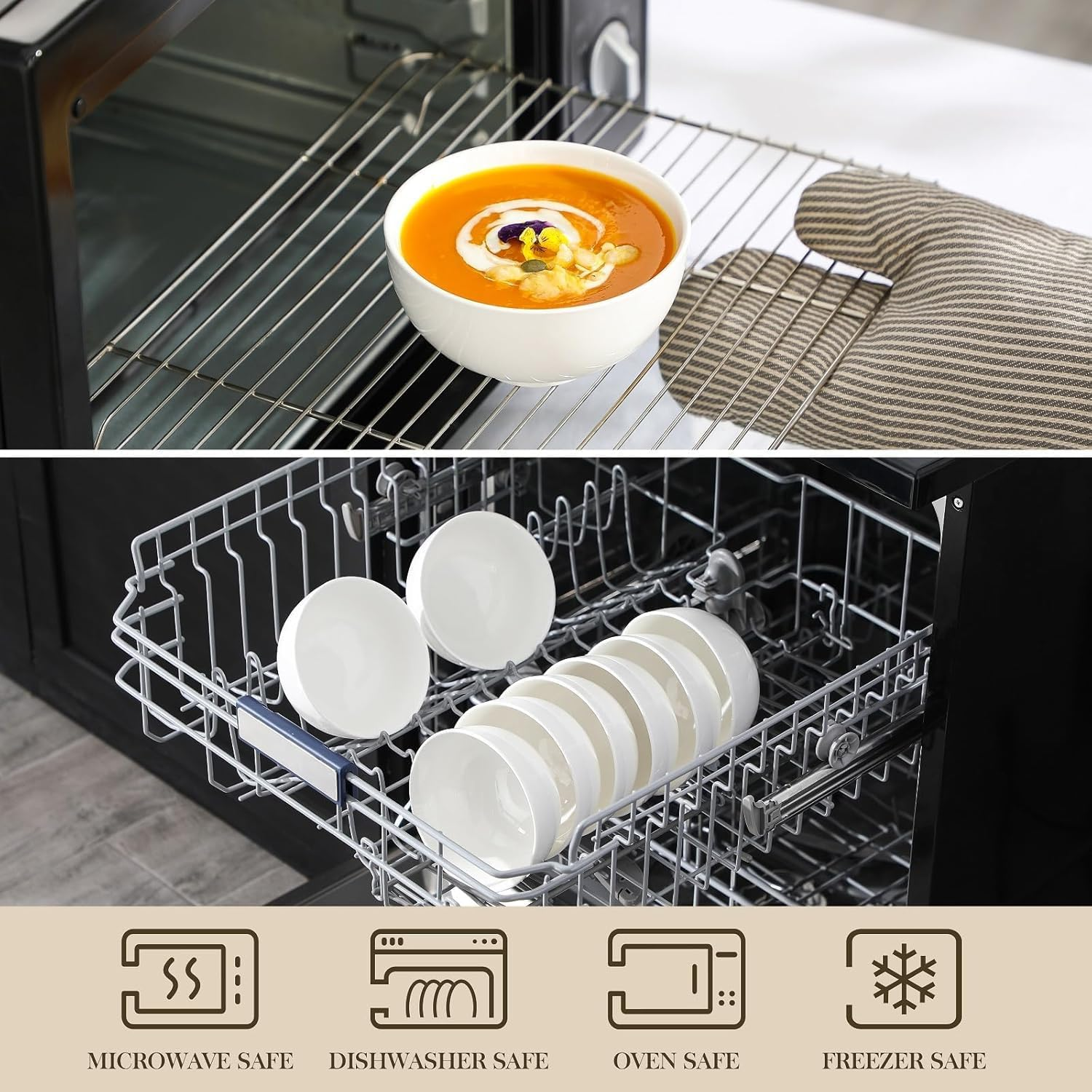 MALACASA 8 Pack Dessert Bowls, 16 Oz Rice Bowls Set, 5" Small Bowls for Side Dishes, Salad, Dessert, Snacks, Oatmeal, Soup, Fruit Dishwasher & Microwave Safe, Series Regular image number 4