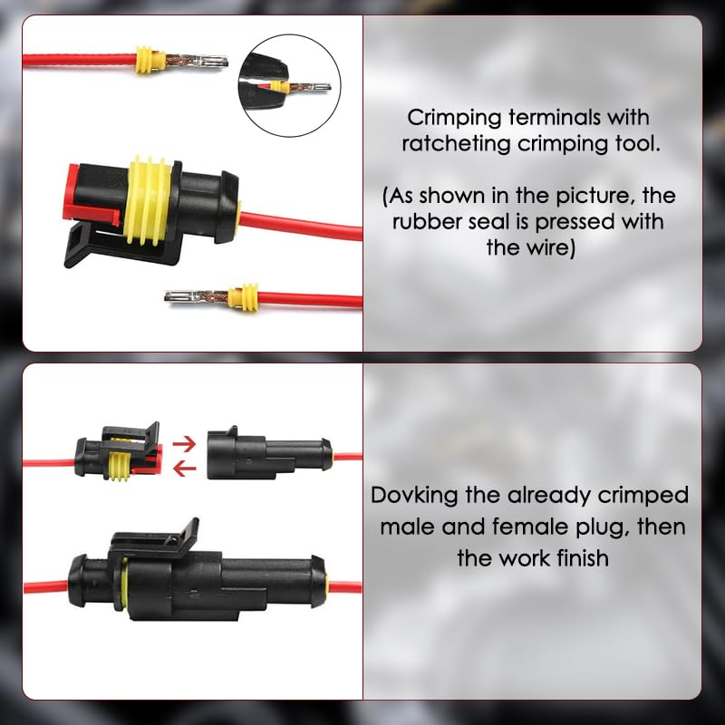 Leona Co 708Pcs 43 Kits Waterproof Electrical Wire Connector Terminals Plug Kit 1/2/3/4/5/6 Male&Female Pin Automotive Wire Connectors Kit for Car Motorcycle Marine (708Pcs 1-6Pins Connectors + Plier) image number 3