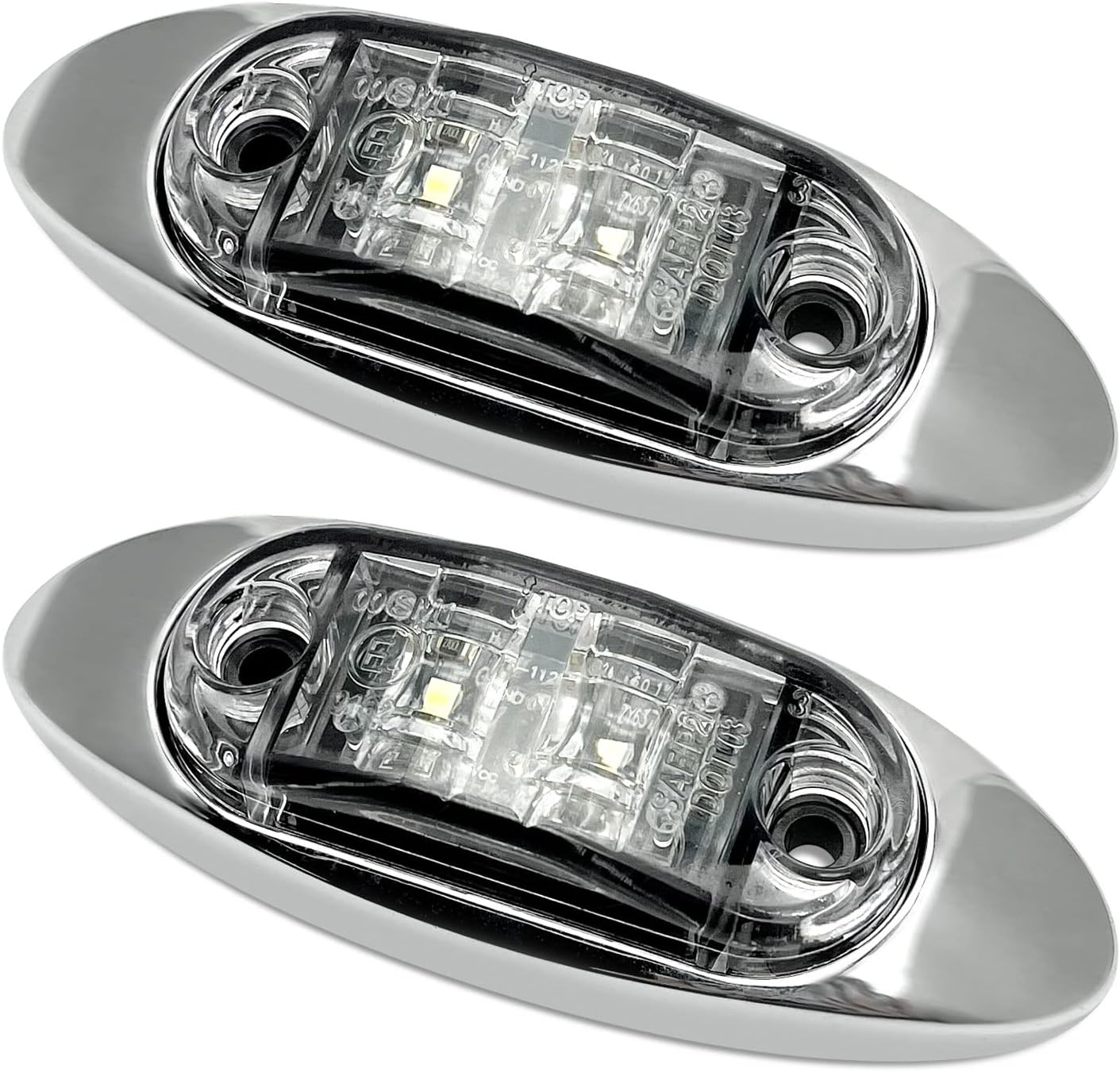 Dream Lighting 2 Pack 12V DC Cool White LED Sleek Side Marker Clearance Lights Indicators Trailer Truck RV Motorcycle Lamp Surface Mount image number 4