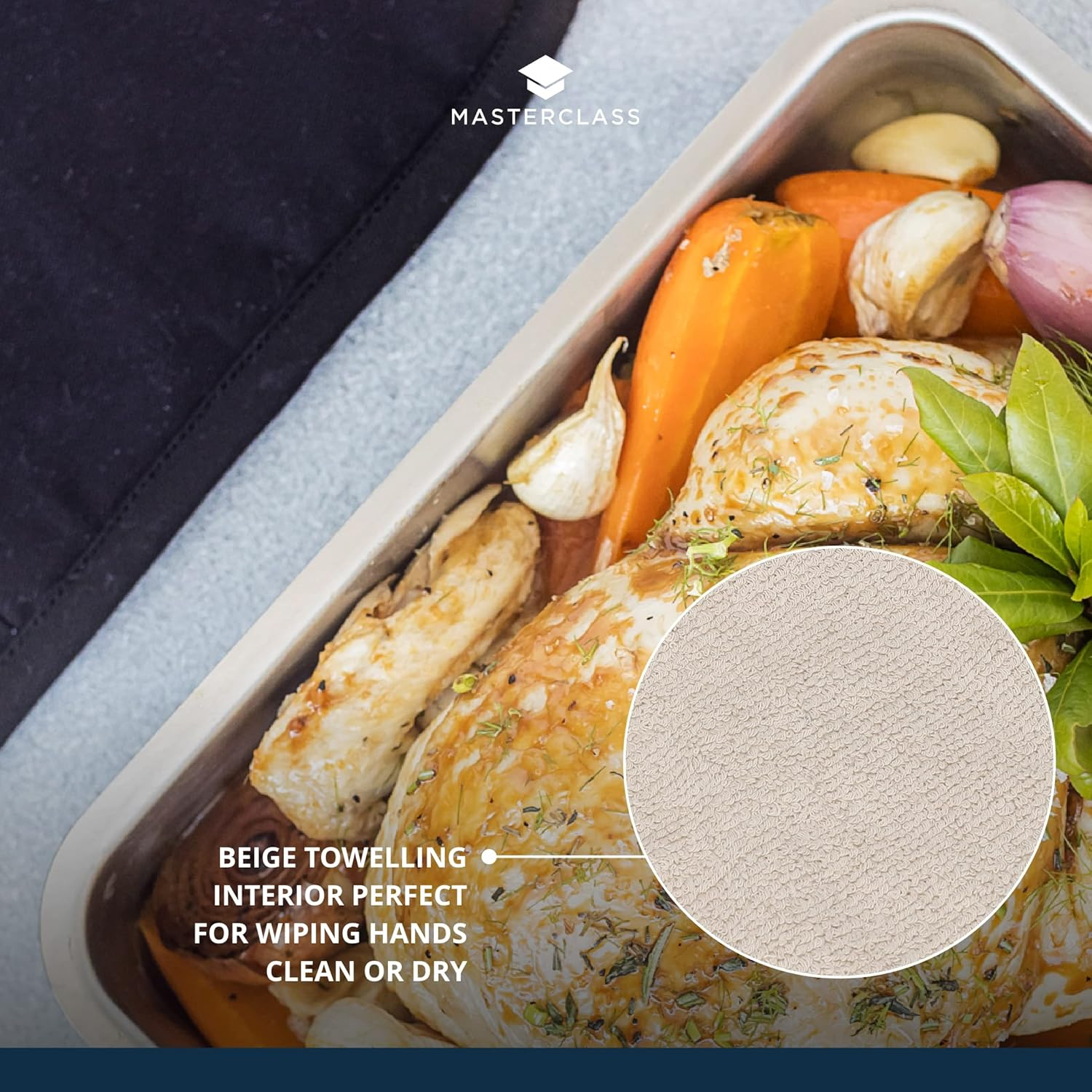 Masterclass Oven Gloves, Heat Resistant, Duble-Sided, Heavy-Duty Cotton, Black image number 3