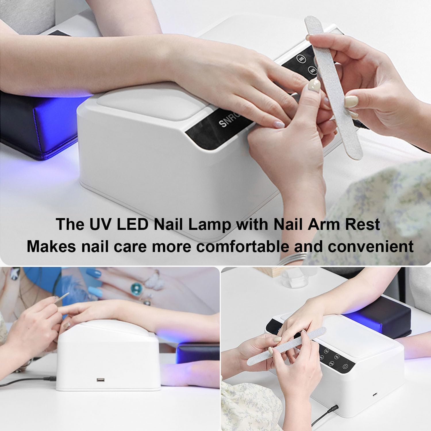 72W UV LED Nail Lamp with PU Leather Nail Arm Rest for Polygel, Gel Polishes, Gel Nail Dryer with 66 Light Beads, Led Nail Light for Gel Nails with Automatic Sensor & 4 Timers Detachable Tray image number 3