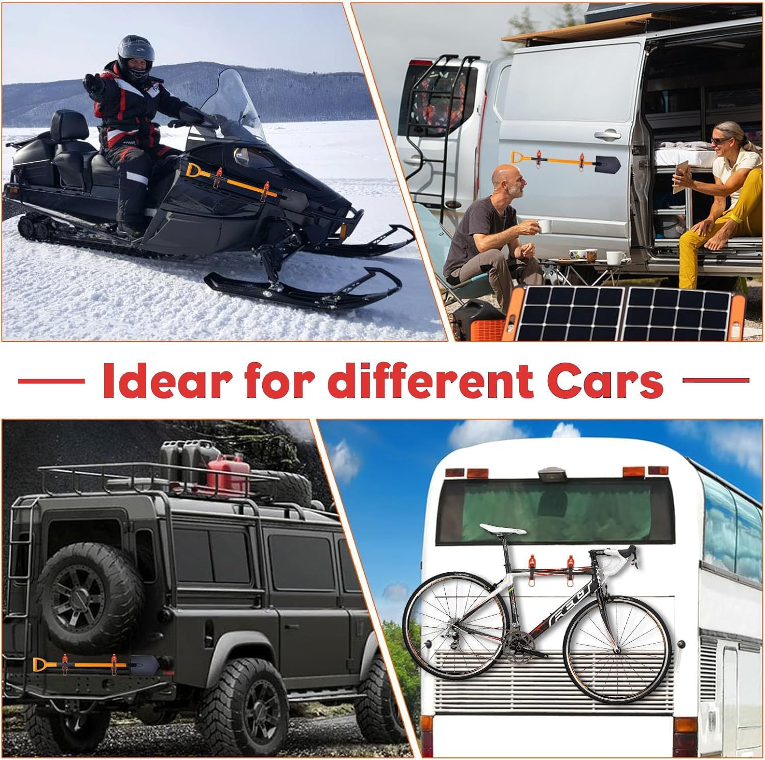 Wzenclave 2Pack Shovel Mount Metal Rubber Clamp Roof Luggage Rack Tool Clip Zinc Alloy Fire Accessories Car Accessories for Boats Overlanding Gear Quick Release Axe Tool Holde Wall Mounting Brackets image number 4