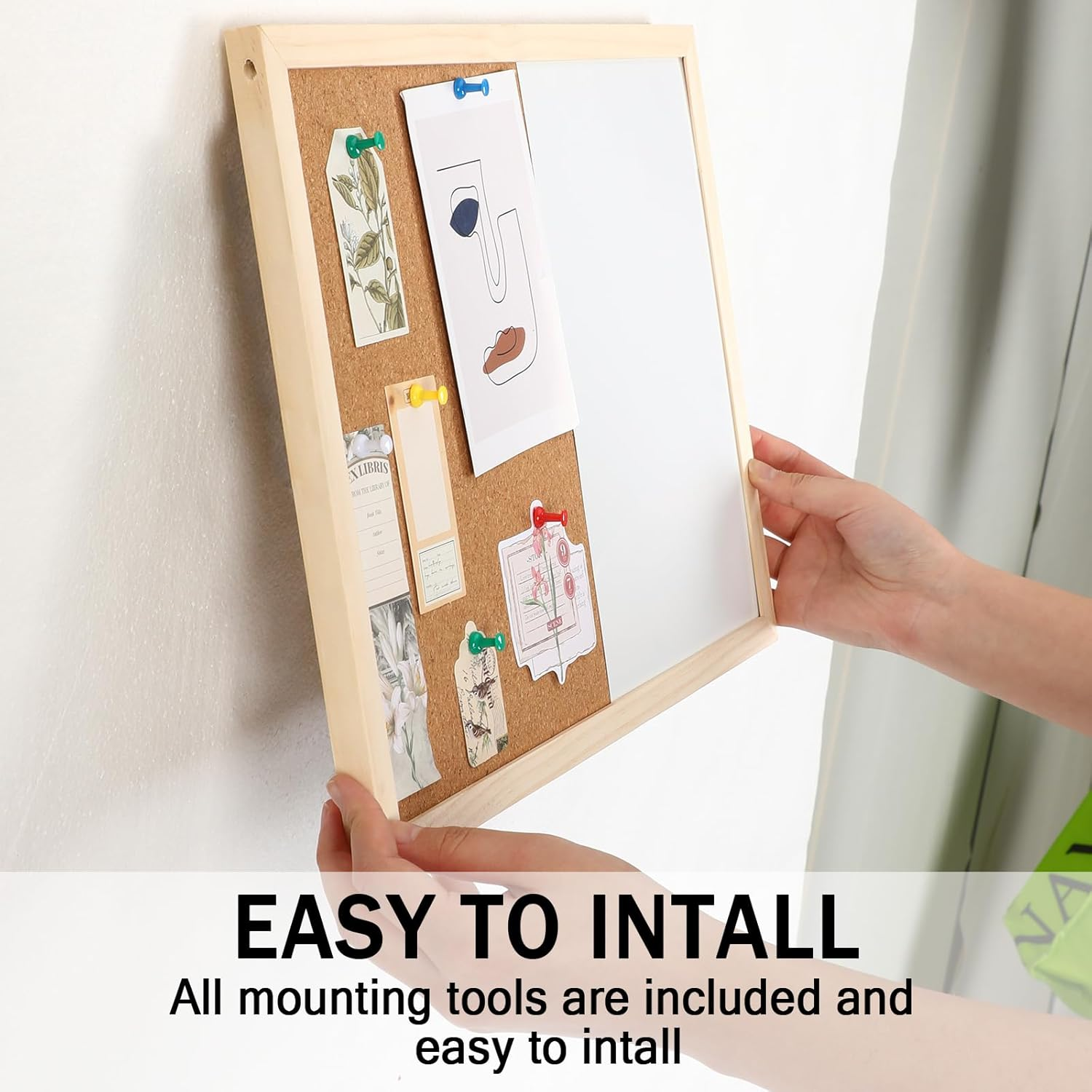 Dry Erase Cork Board Combo,Petknows Vision Board Cork and White Board Combo for Office,Wall Mounted Memo Board for Office Home and School, 14.5*11Inches, 326-5333 image number 5