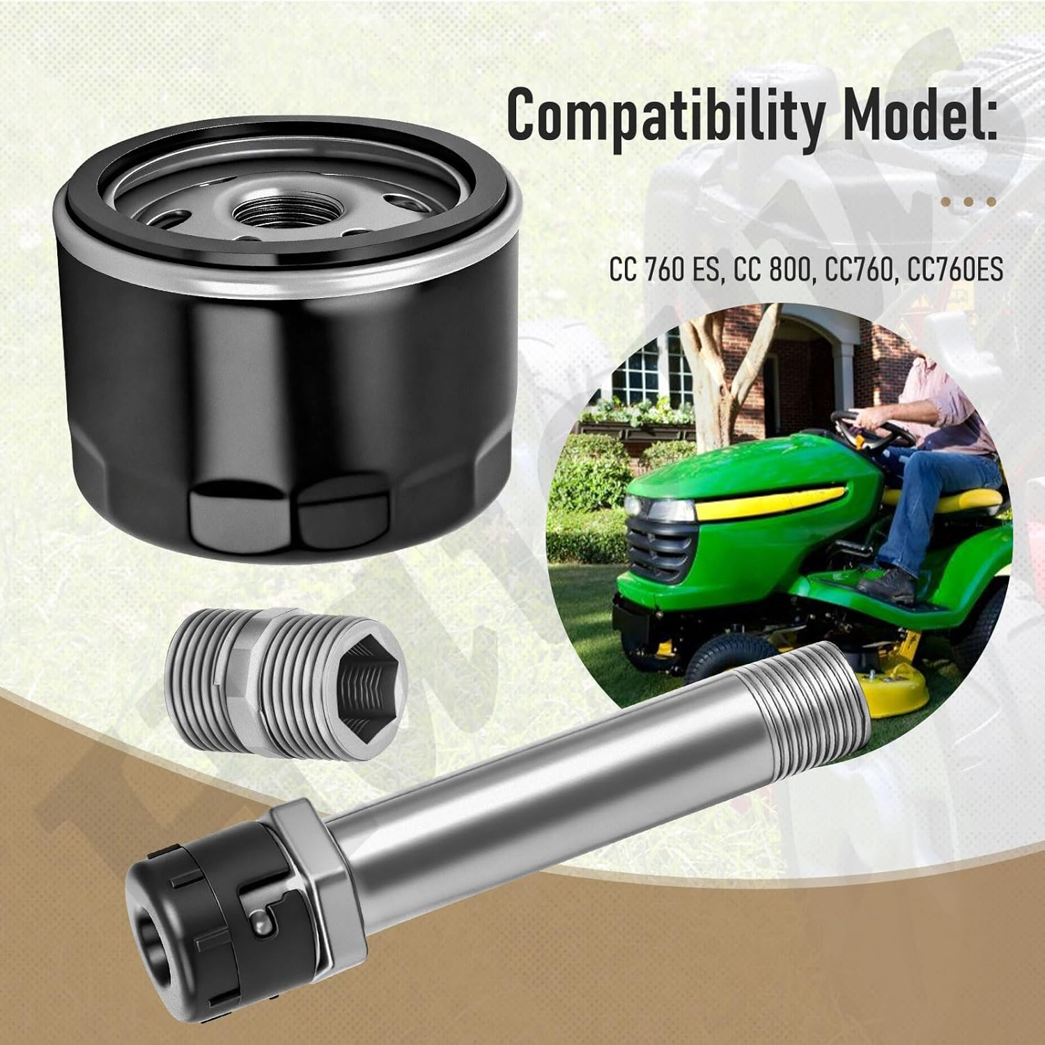 MIU13767 AM131611 AM125424 Easy Change Conversion Kit Compatible with J-Ohndeere Lawn and Garden Tractor MIU13767B, S160, S130, E120, E130, E150 & with 1 Oil Filter, 1 Drain Plug, 1 Adapter Fitting image number 3