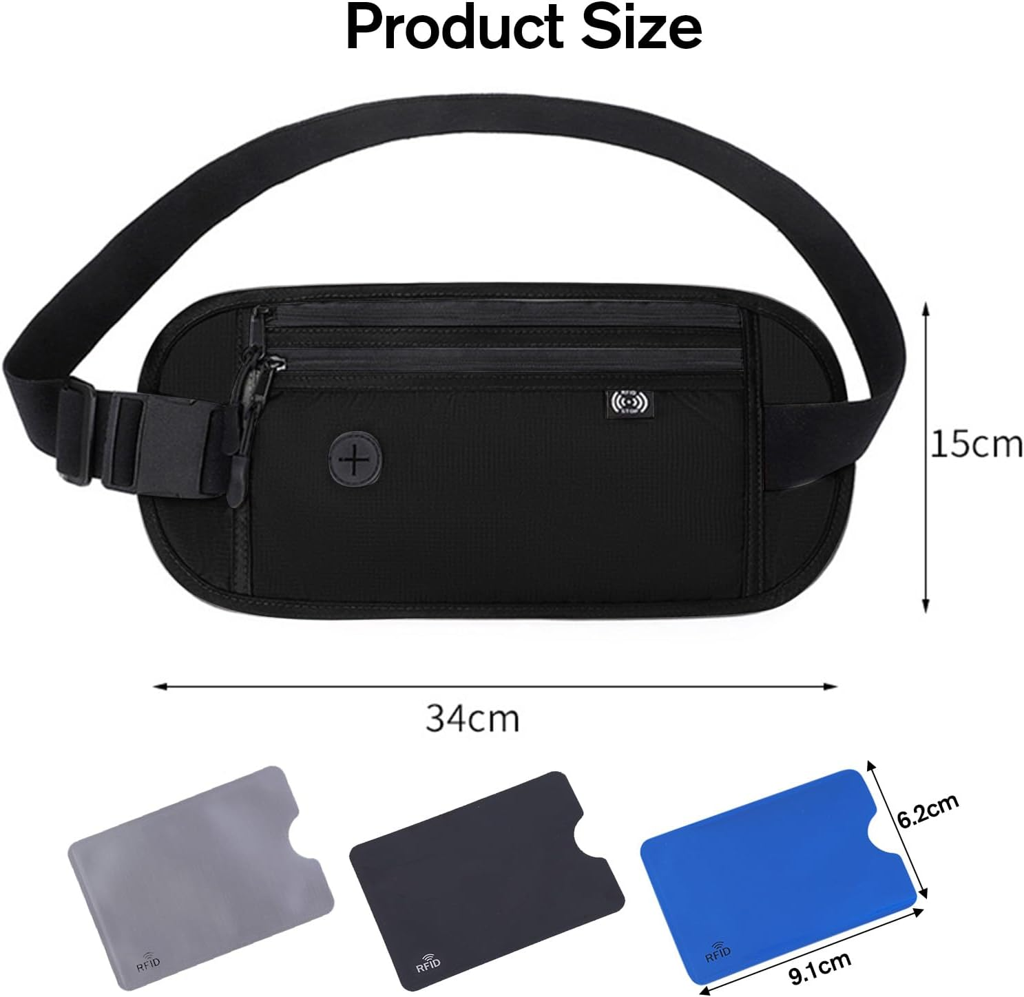 VEGCOO Money Belts for Travel Hidden, Ultra-Slim Travel Wallet RFID Blocking Passport Holder, anti Theft Wallet Bumbag for Men and Women image number 3