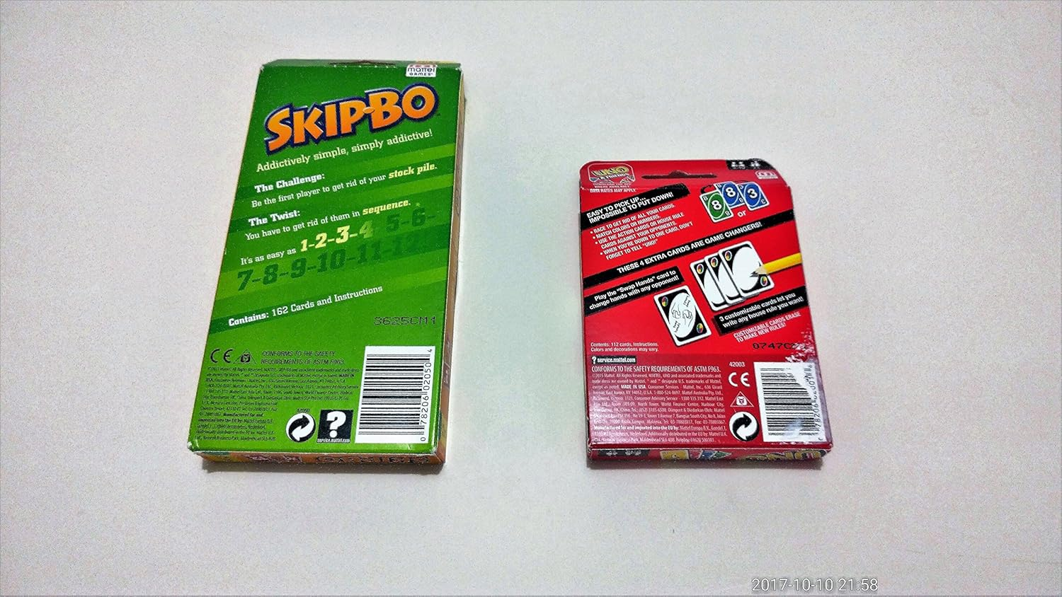Mattel Skip Bo & Uno Card Game Bundle: 2 Classic Card Games in 1, Ages 8+