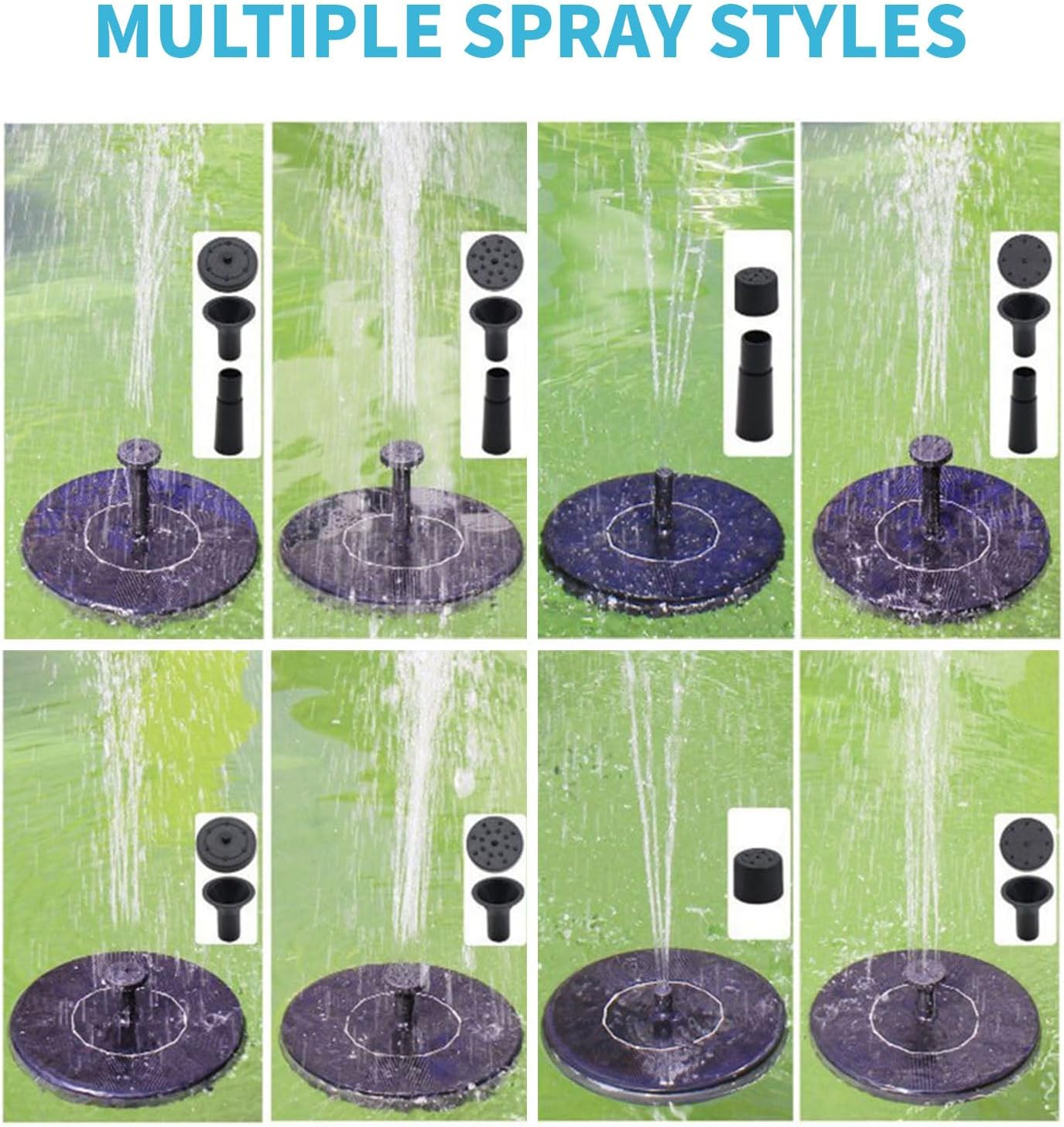 Solar Fountain for Bird Bath, 16CM Floating Solar Powered Water Fountain with 6 Nozzles &ndash; No Electric Needed, Beautify Garden, Attract Birds &ndash; Ideal for Birdbath, Pond, Pool, Patio image number 1