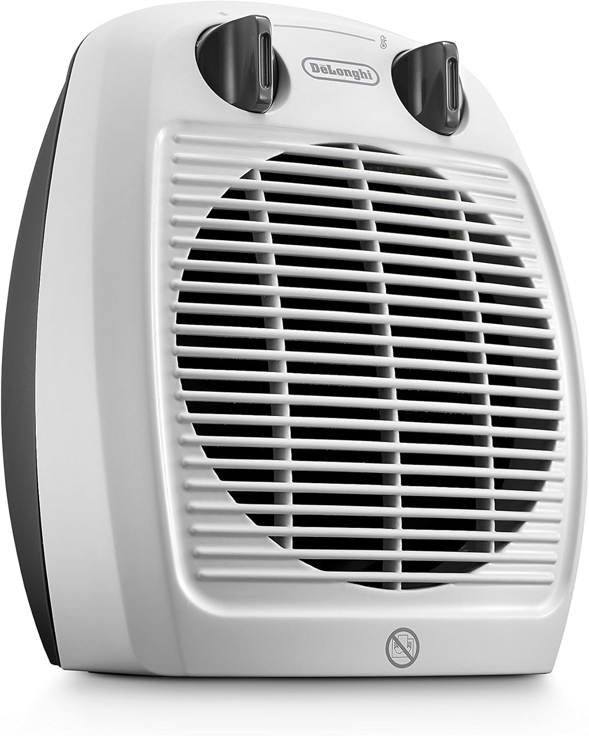 De'Longhi Hva 3220 Vertical Fan Heater, Noiseless, 2 Power Levels, Drip Protection, Thermostat, Handle, Frost Protection, Double Insulation, White
